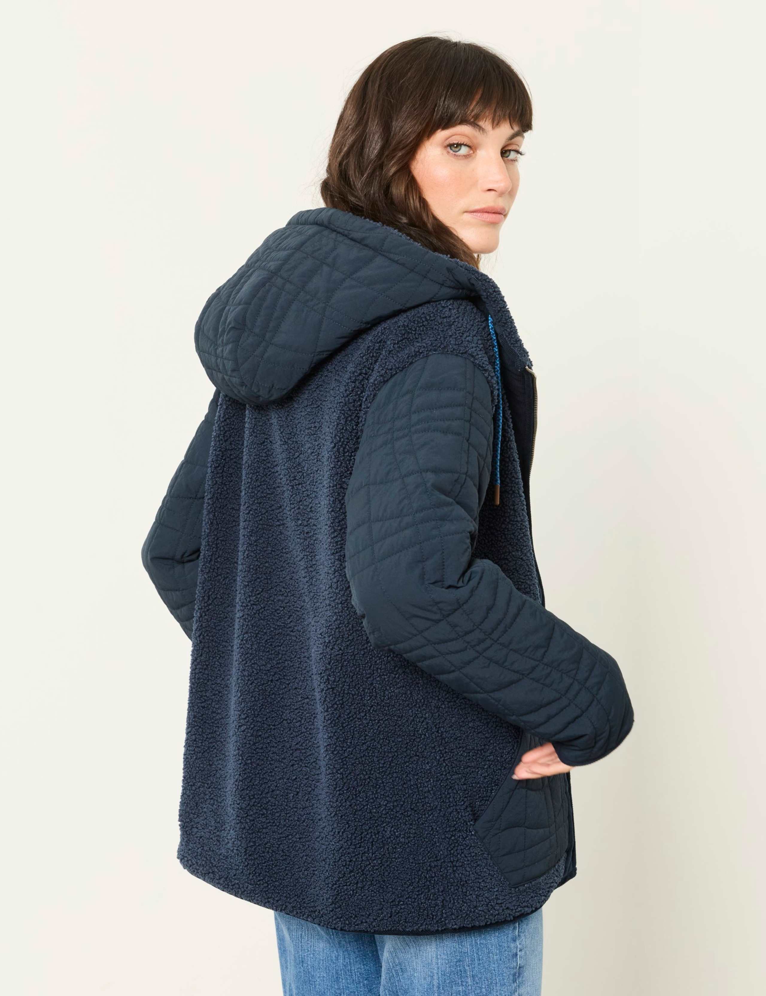 Borg Quilted Hooded Zip Through Jacket 3 of 7