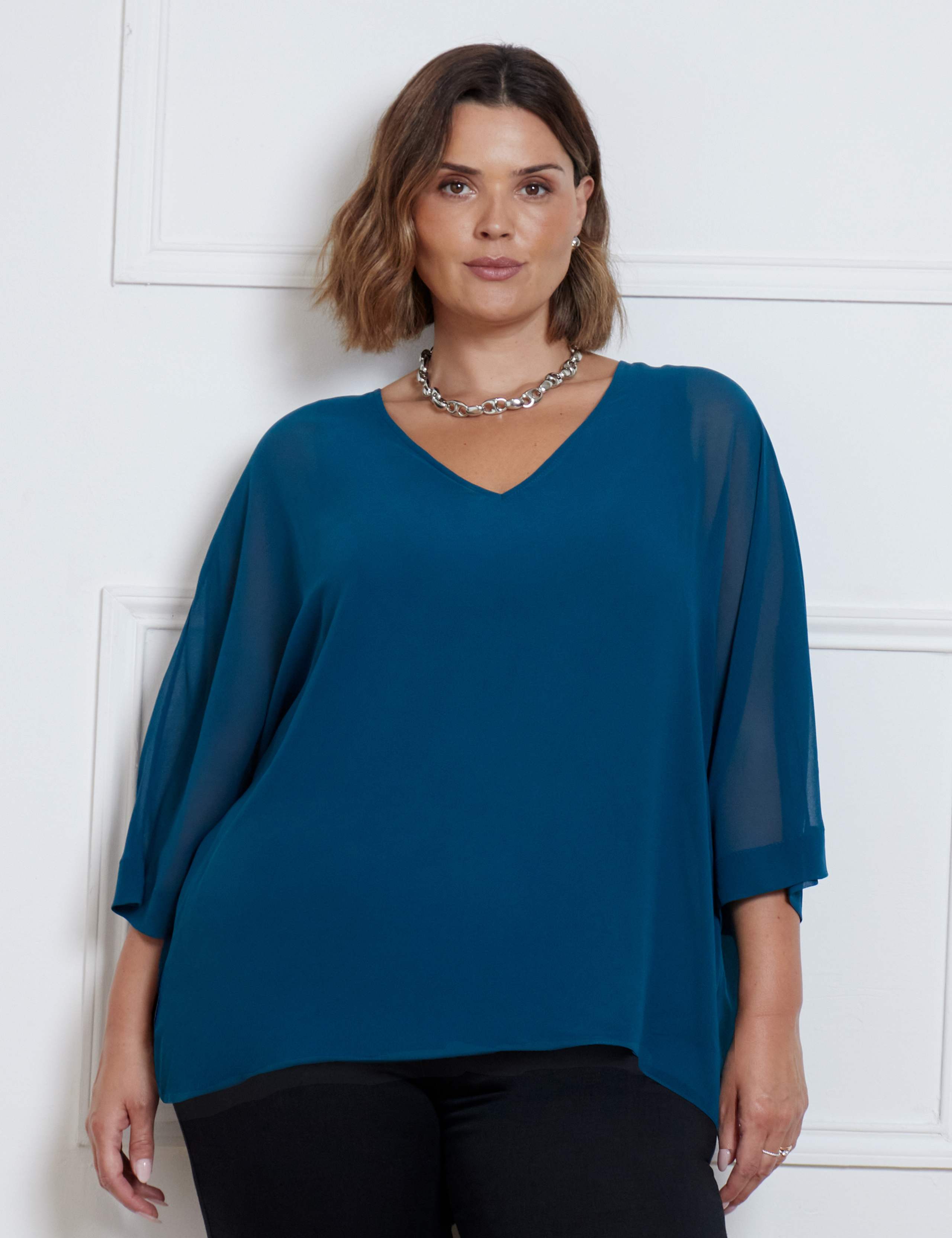 Chiffon V-Neck Top 1 of 3