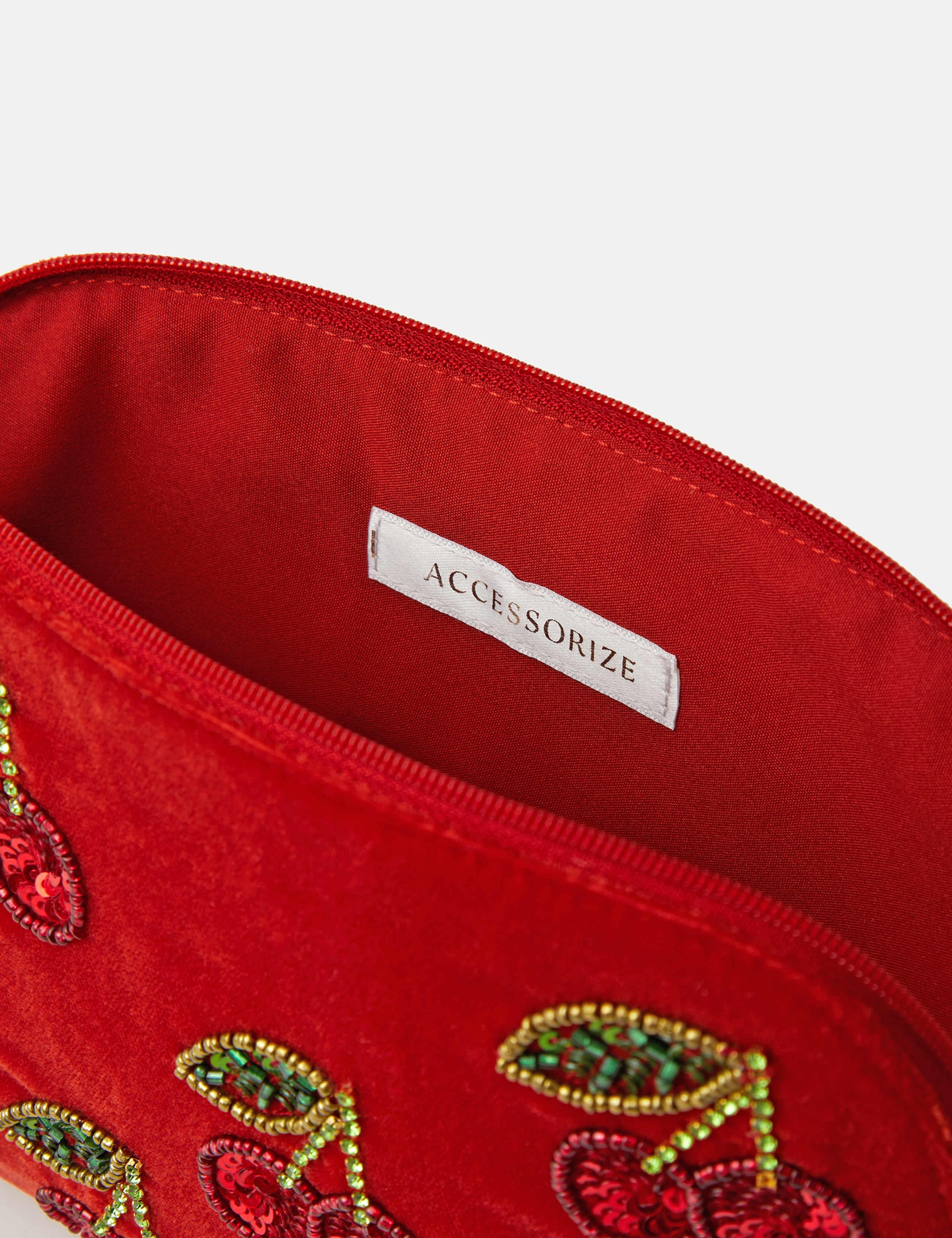 Embellished Velvet Cherry Pouch 3 of 4