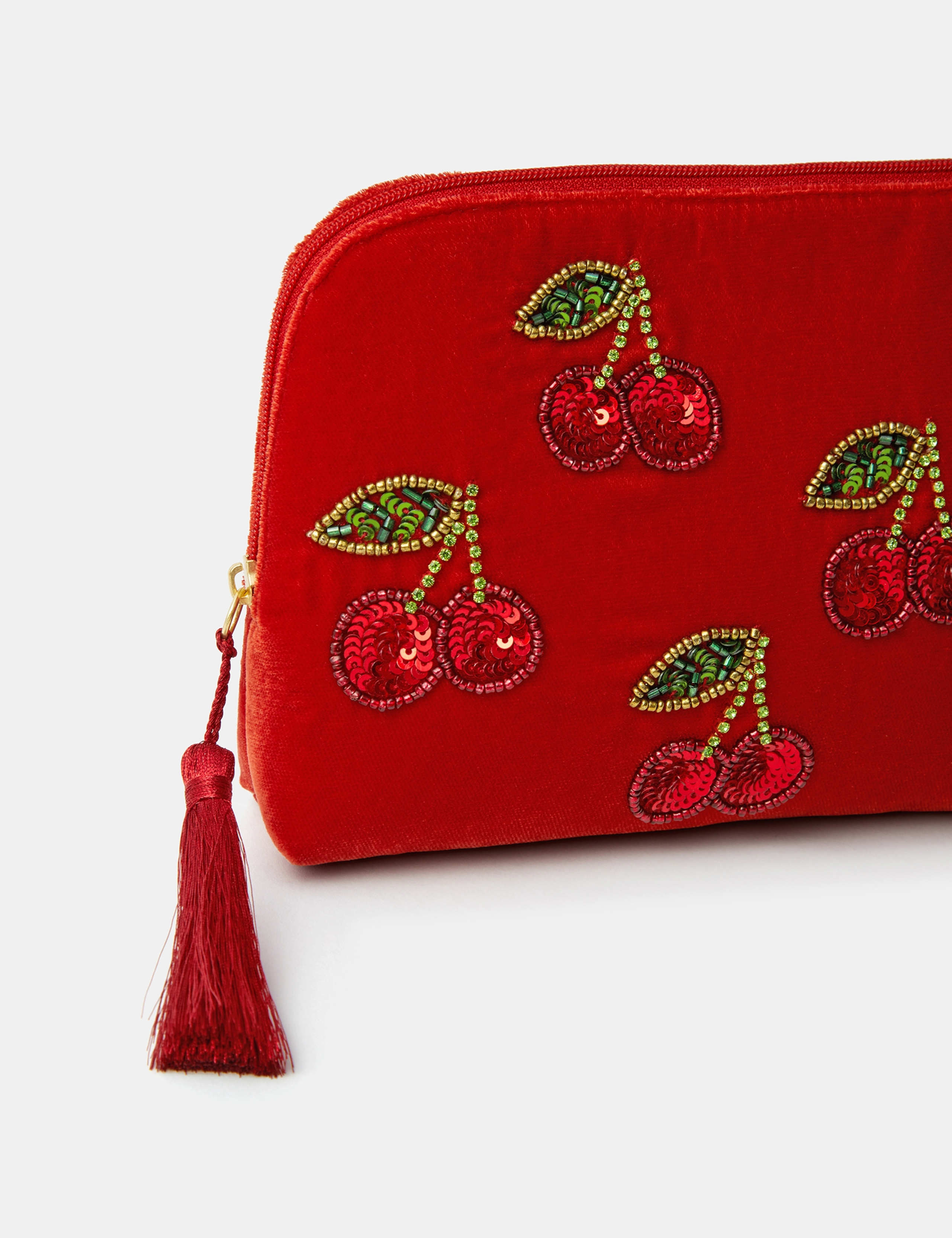 Embellished Velvet Cherry Pouch 4 of 4