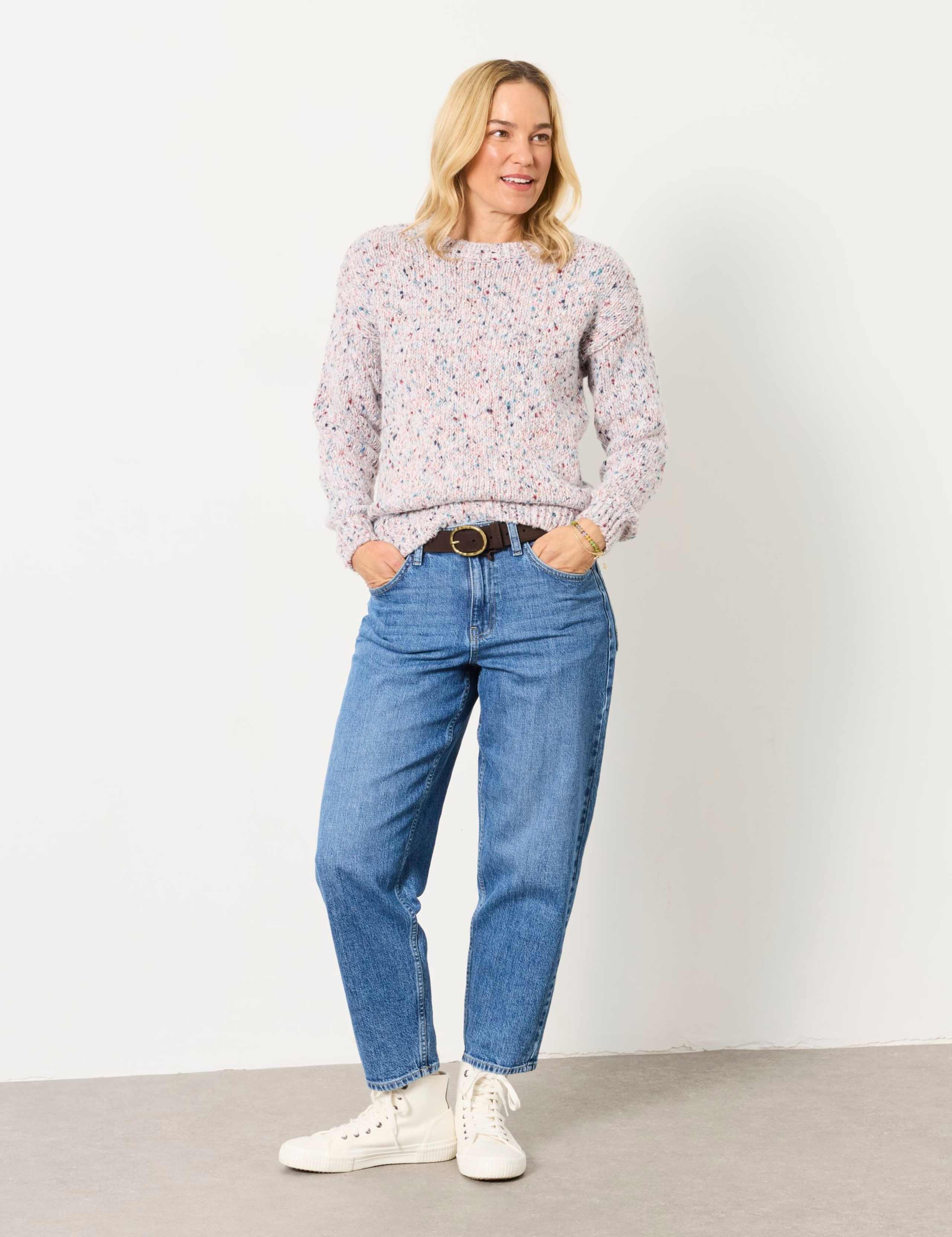 Cotton Blend Flecked Crew Neck Jumper 3 of 6