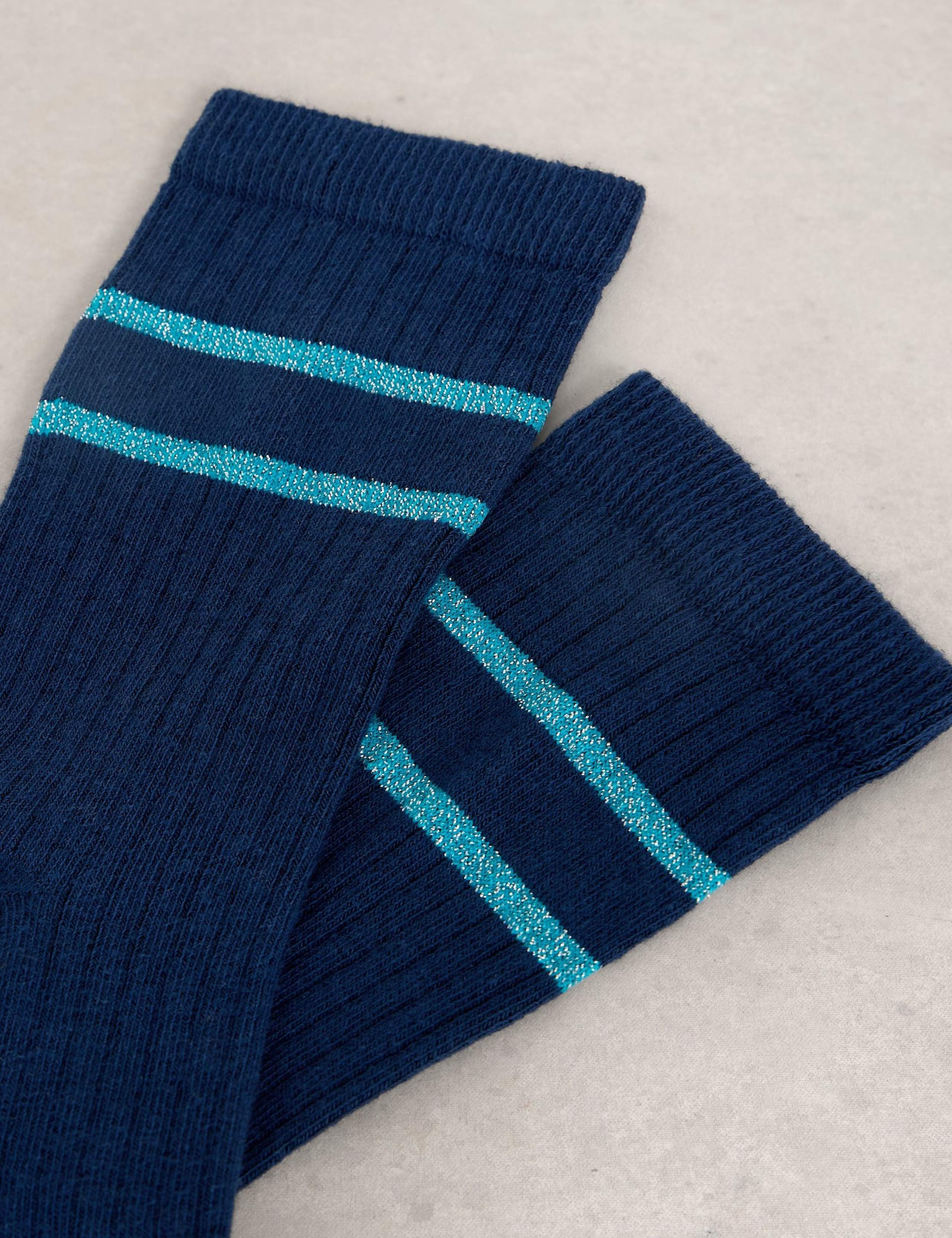 Cotton Rich Striped Sparkle Socks 2 of 2