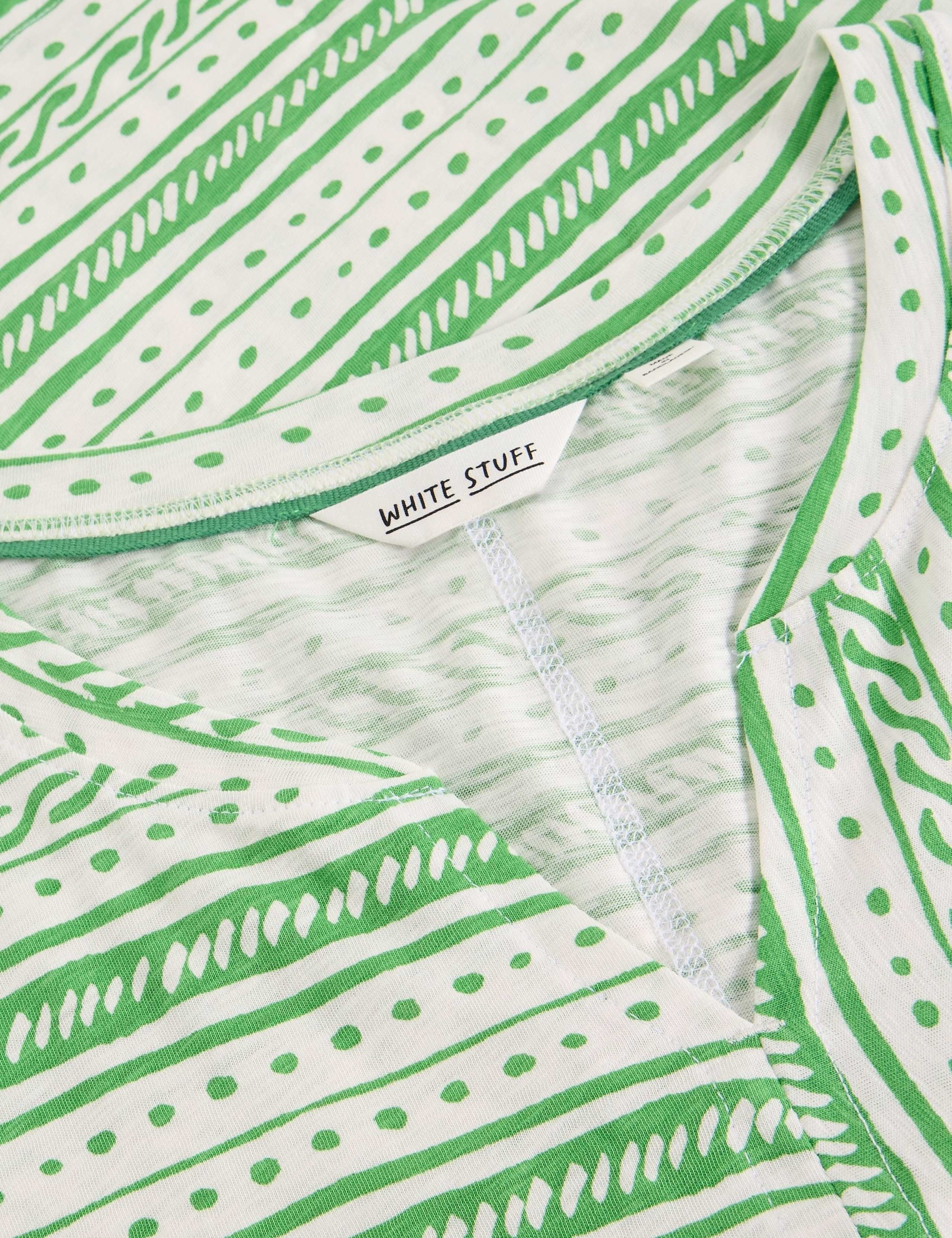 Pure Cotton Striped Notch Neck T-Shirt 6 of 6