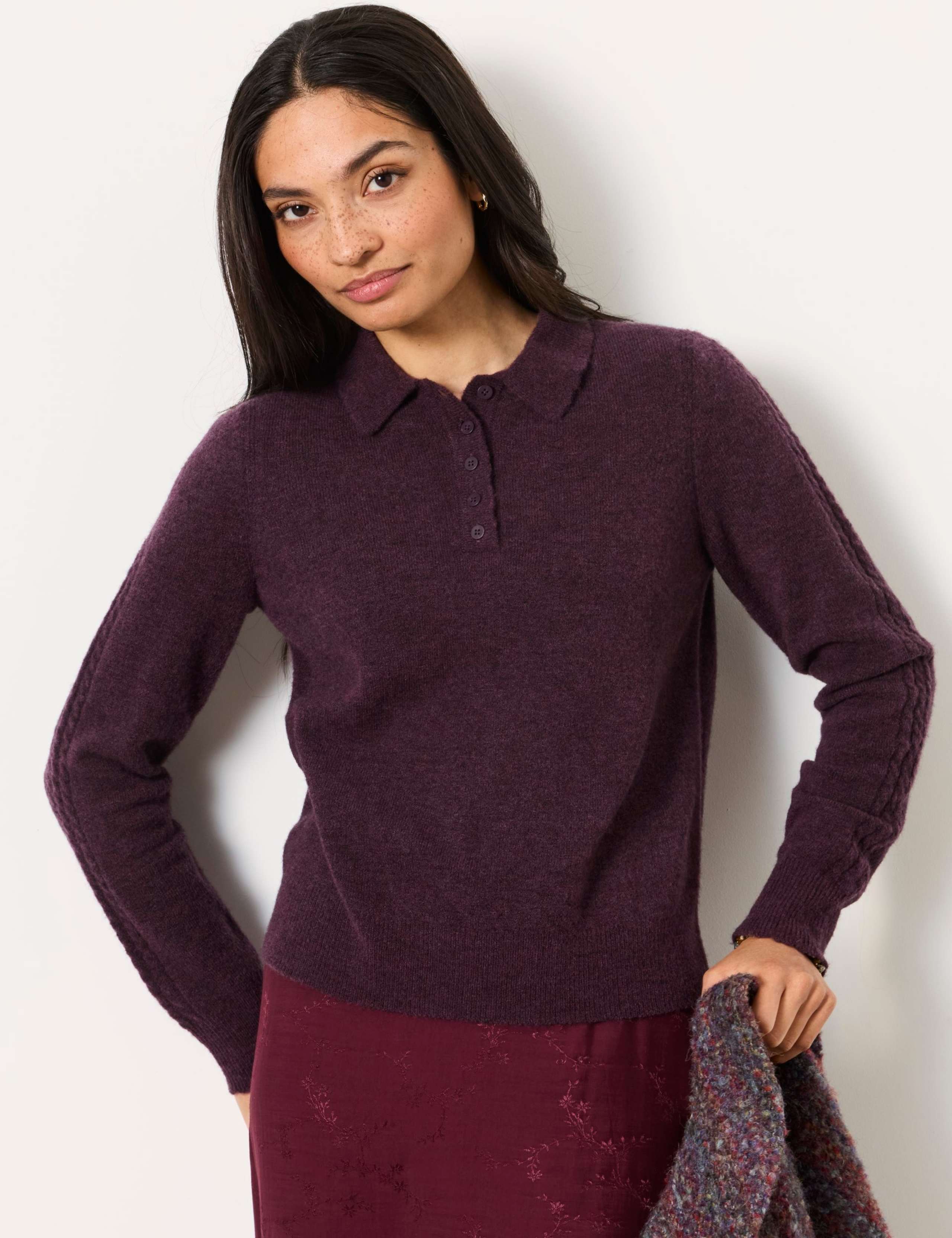 Wool Blend Collared Polo Jumper with Alpaca 1 of 6