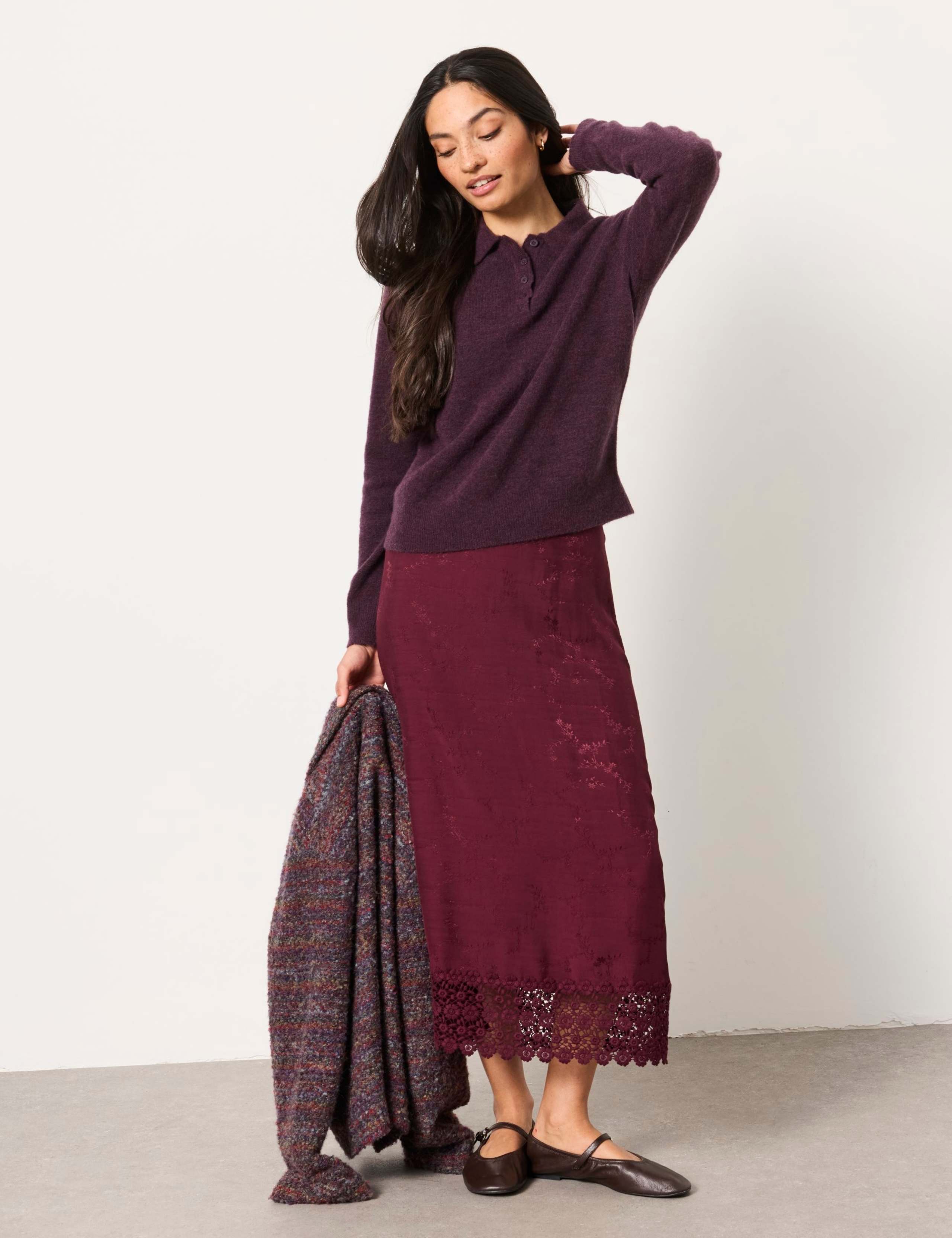 Wool Blend Collared Polo Jumper with Alpaca 3 of 6