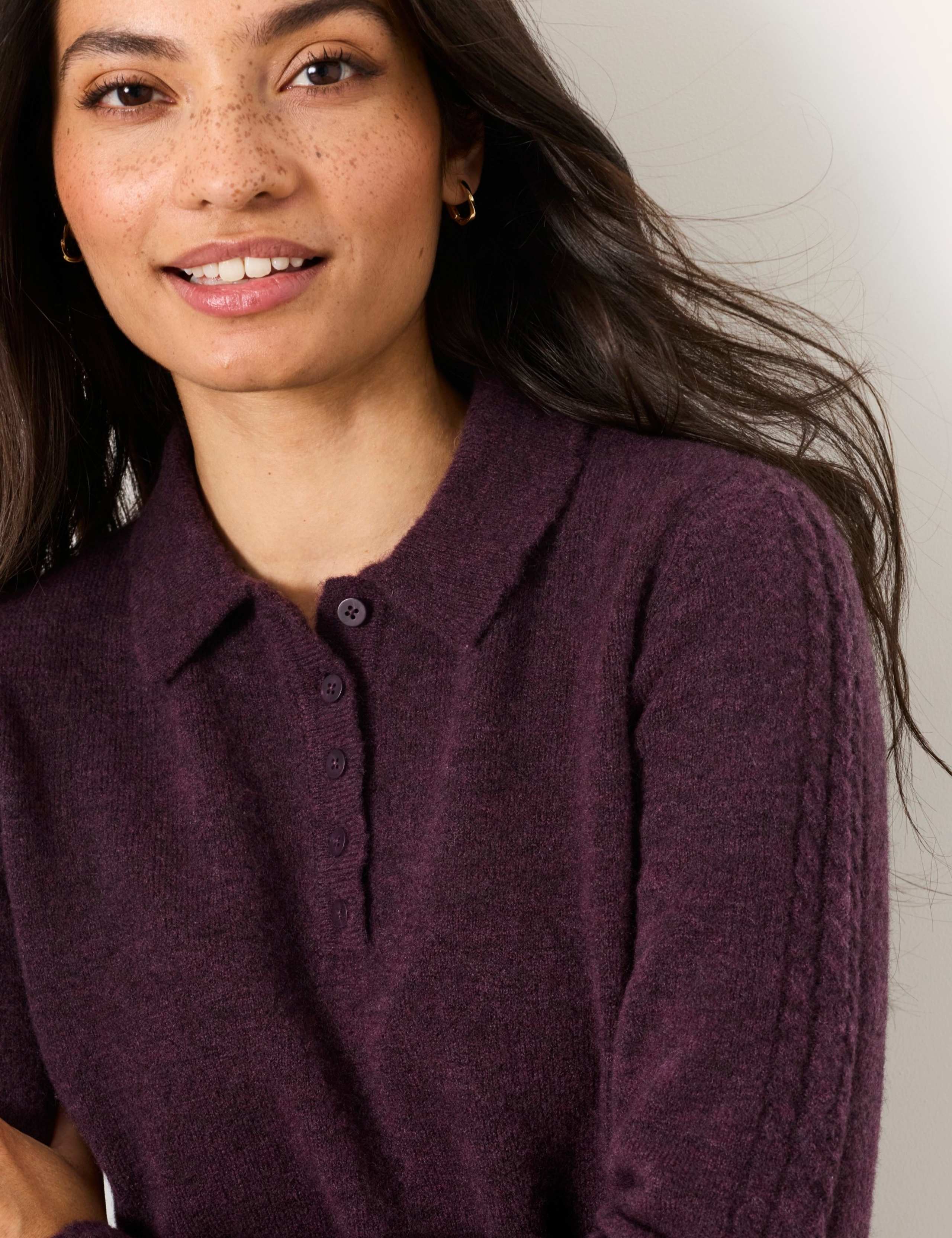 Wool Blend Collared Polo Jumper with Alpaca 6 of 6