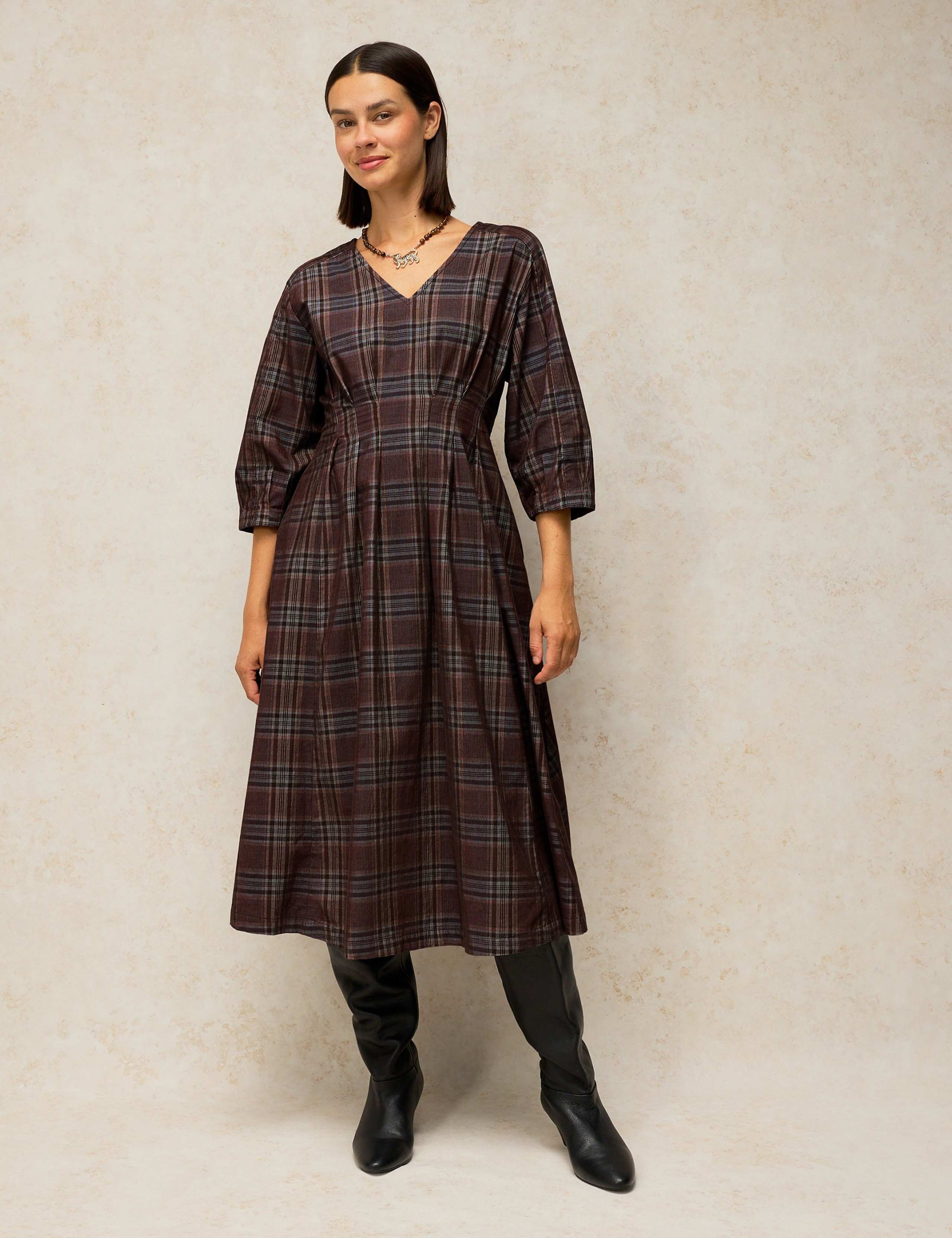 Kate Cord Printed V Neck Midi Tea Dress 7 of 7