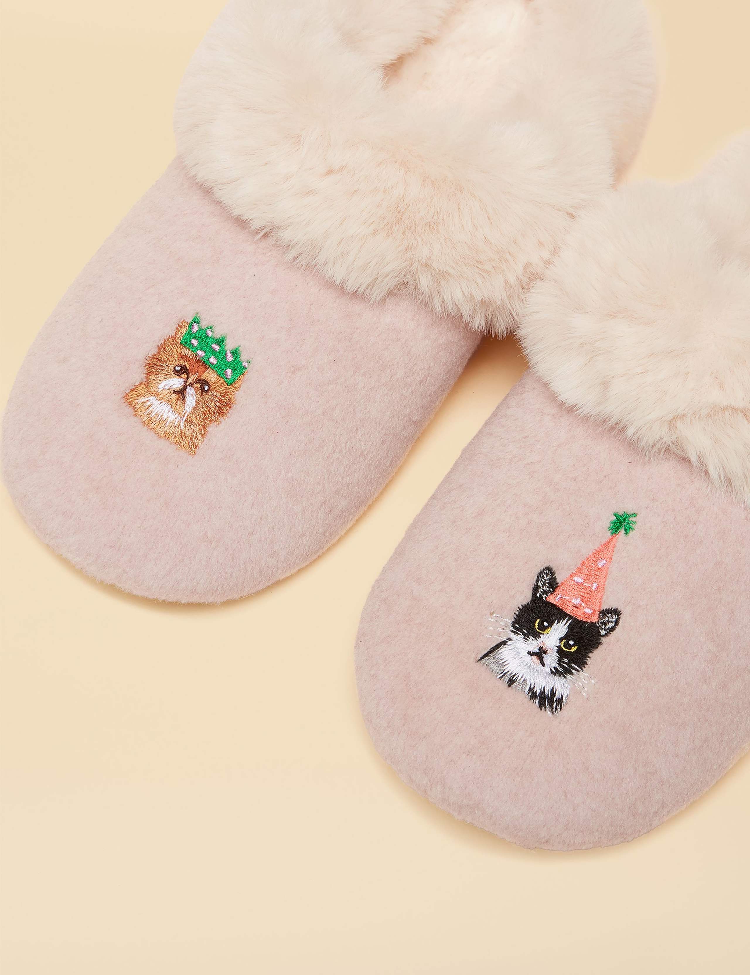 Cat Faux Fur Lined Mule Slippers 4 of 6