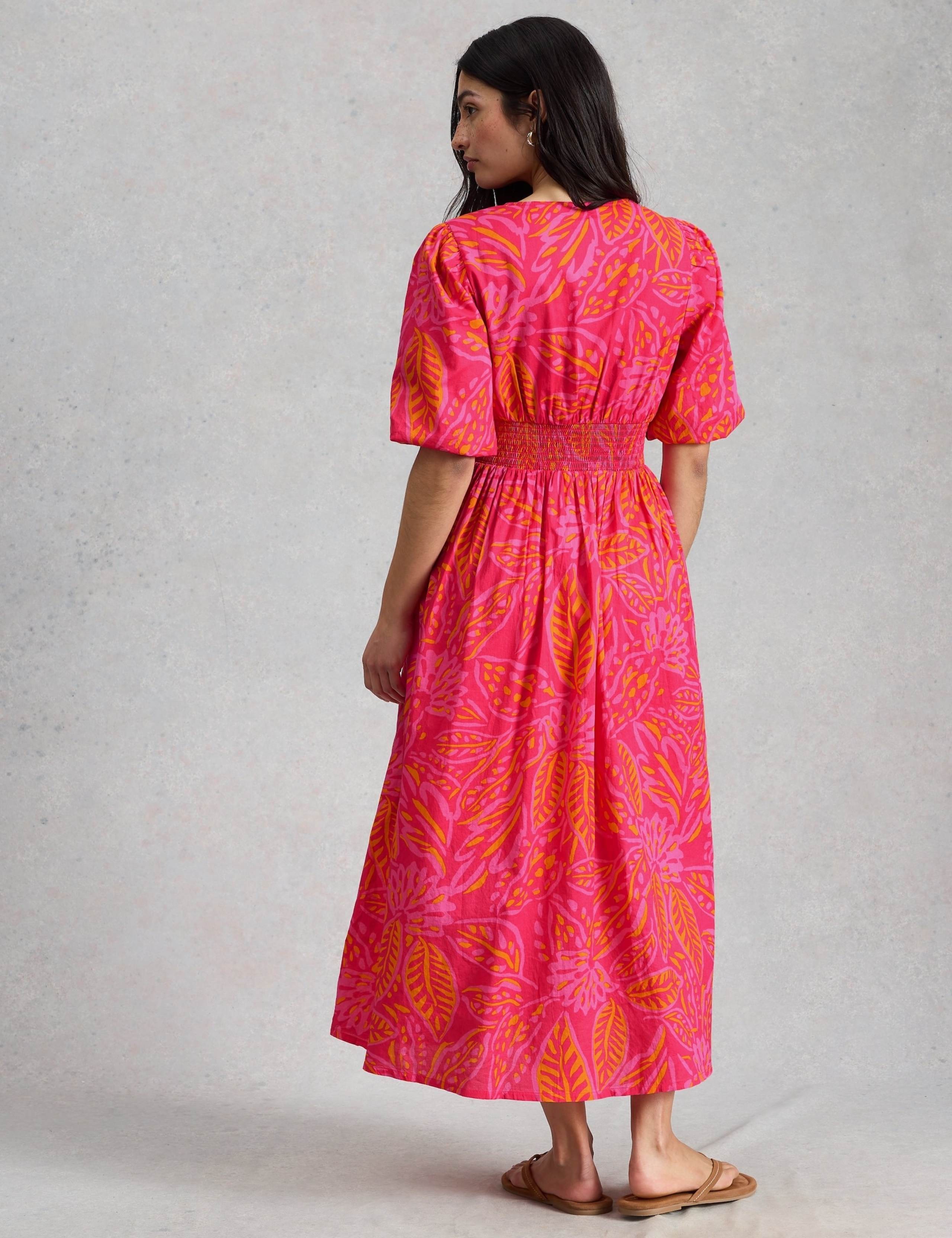 Pure Cotton Printed Midaxi Waisted Dress 5 of 6