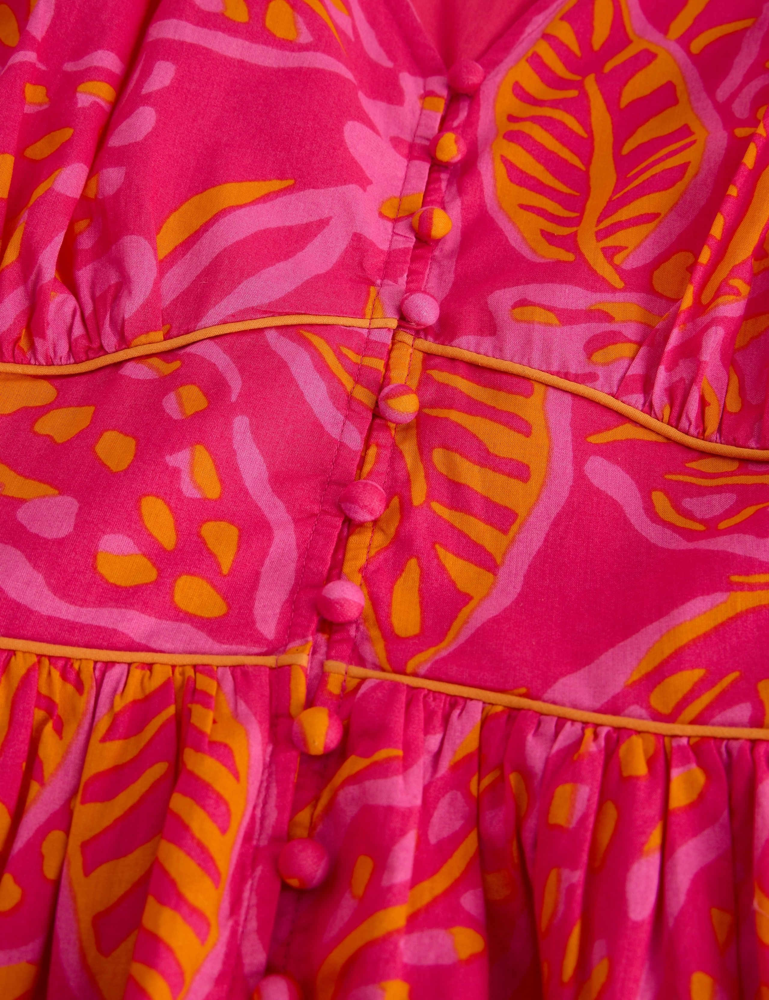 Pure Cotton Printed Midaxi Waisted Dress 6 of 6