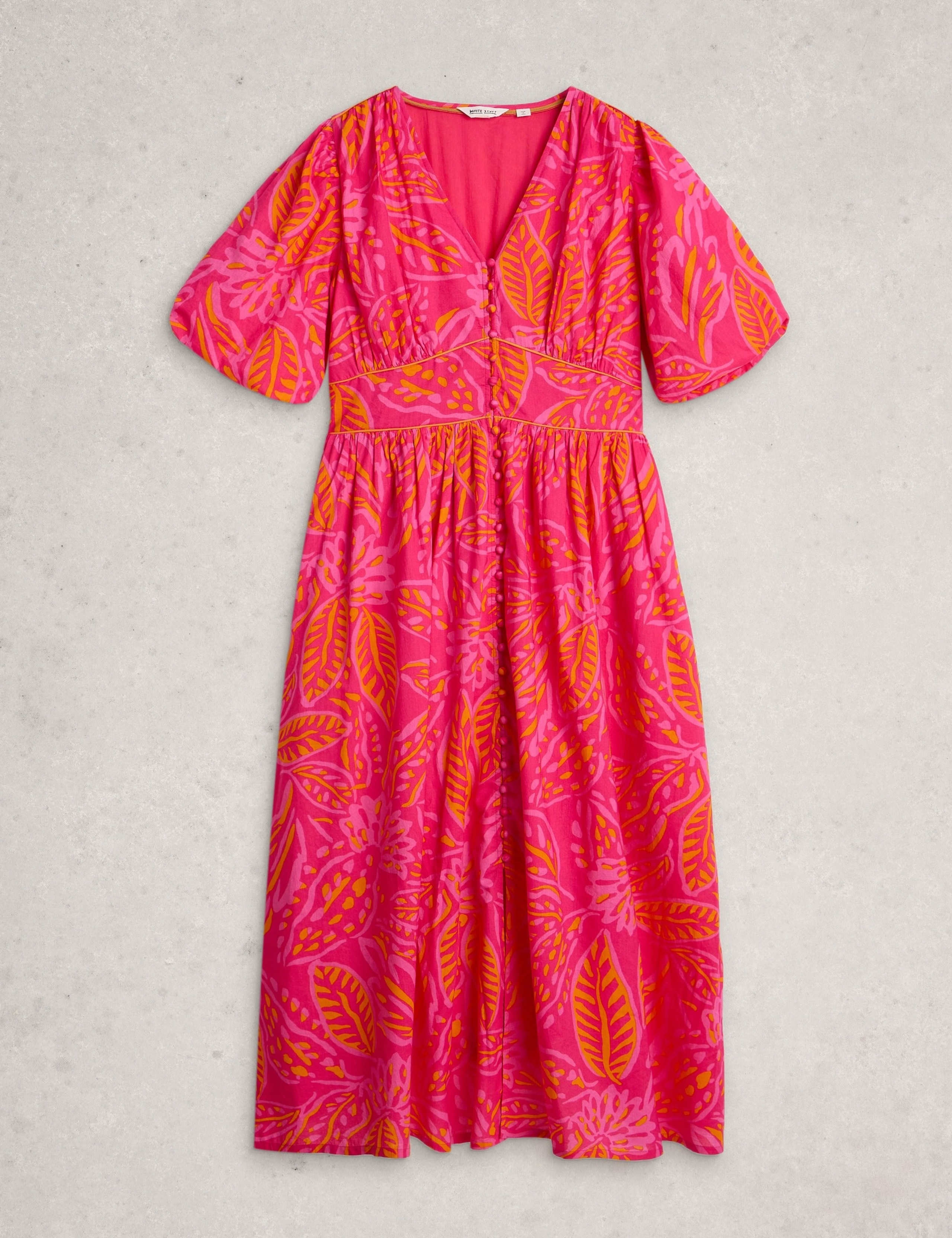 Pure Cotton Printed Midaxi Waisted Dress 2 of 6