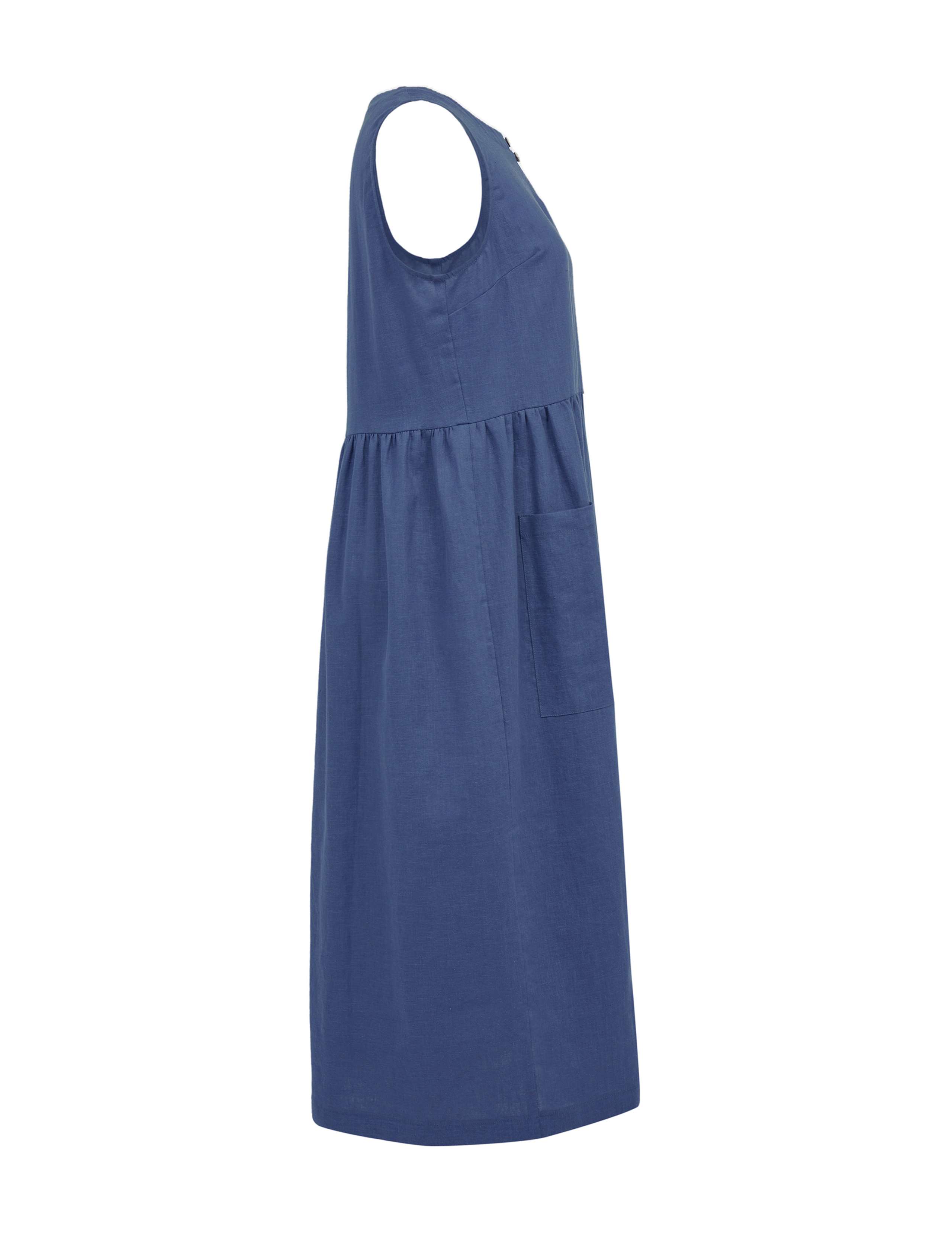 Pure Linen Midi Smock Dress 3 of 6