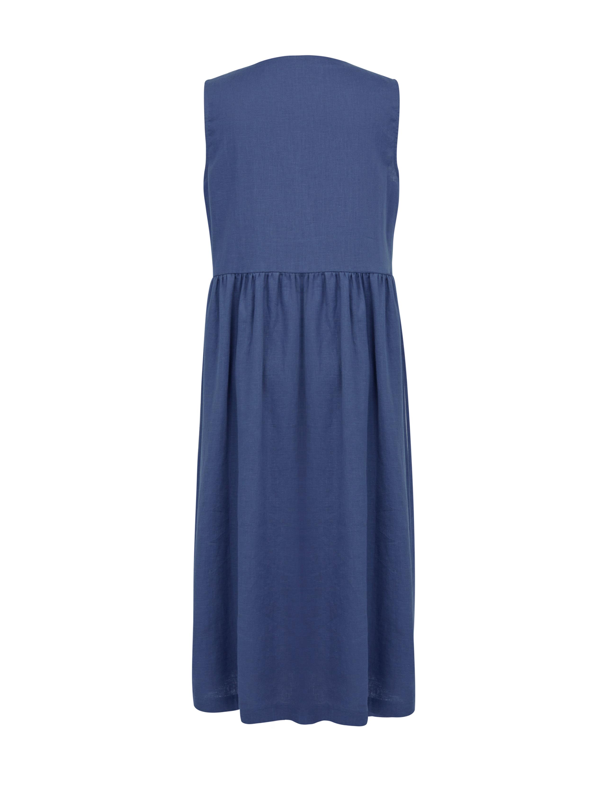 Pure Linen Midi Smock Dress 4 of 6