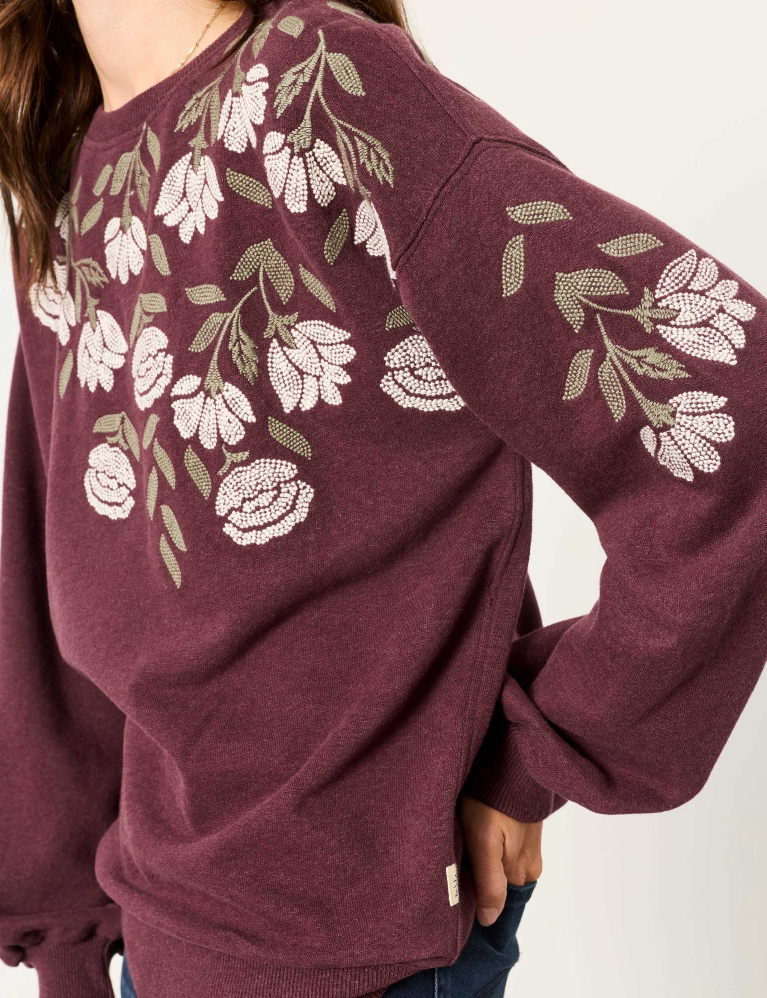Pure Cotton Flower Embroidered Sweatshirt 4 of 5