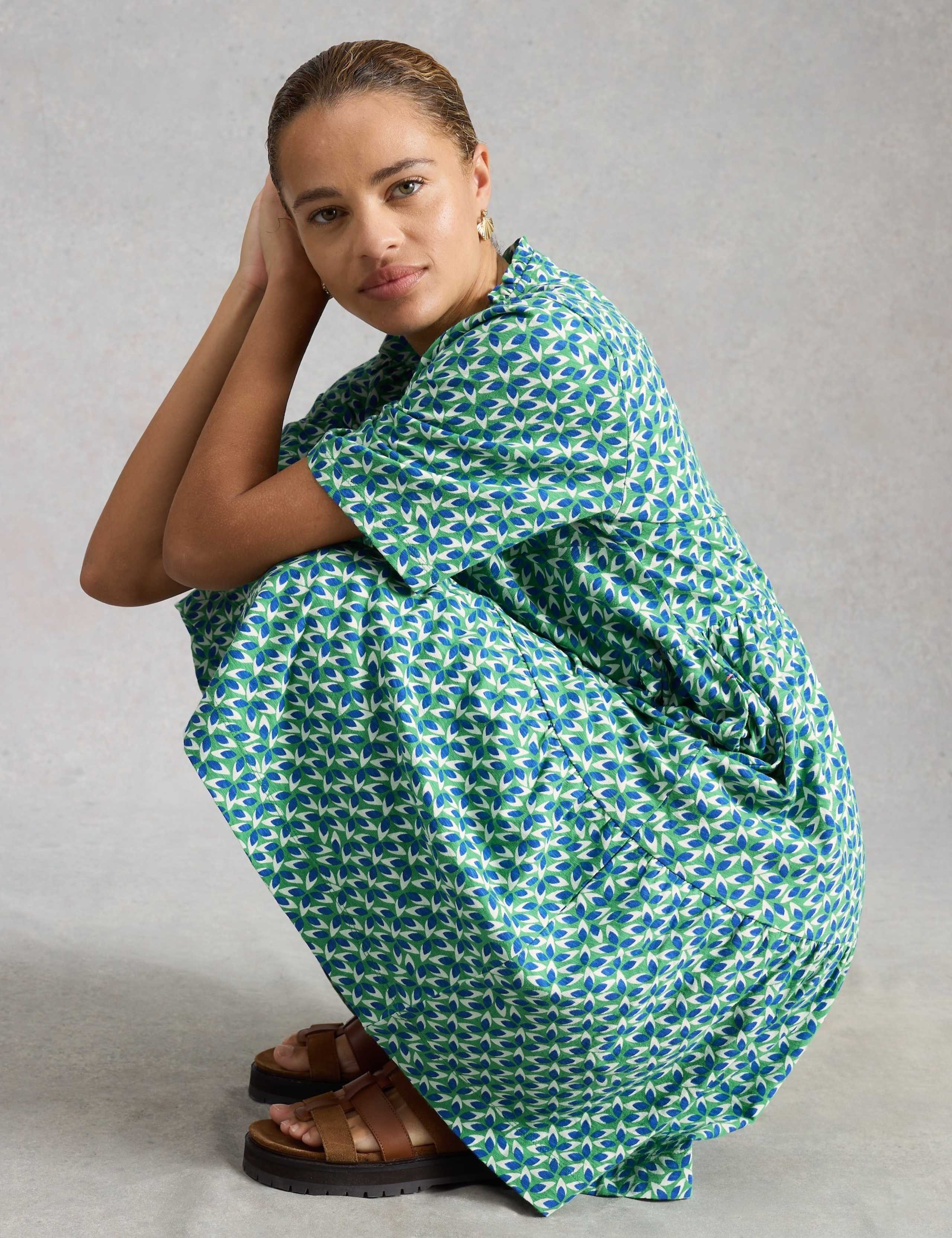 Pure Cotton Printed Notch Neck Tiered Dress 4 of 6