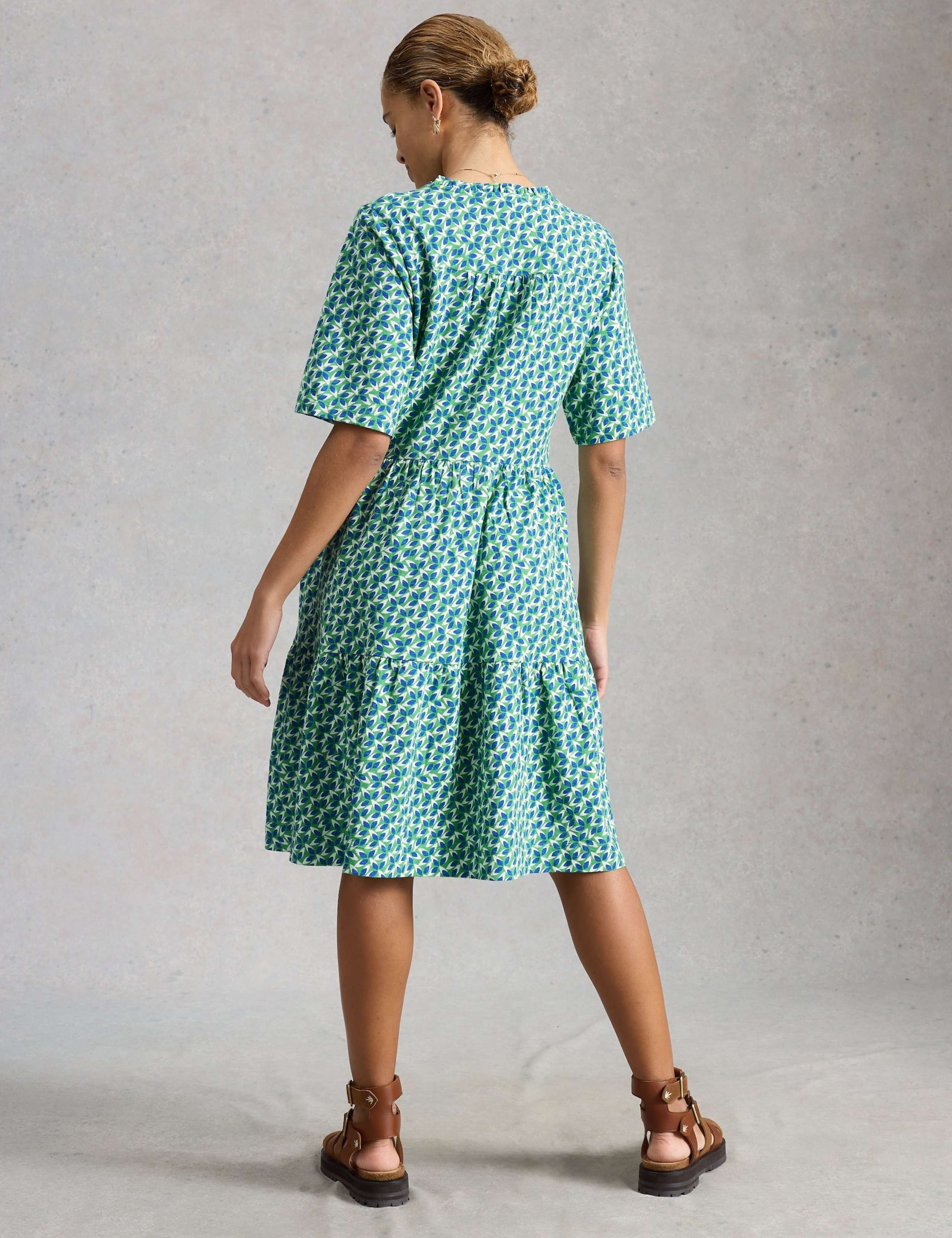 Pure Cotton Printed Notch Neck Tiered Dress 5 of 6