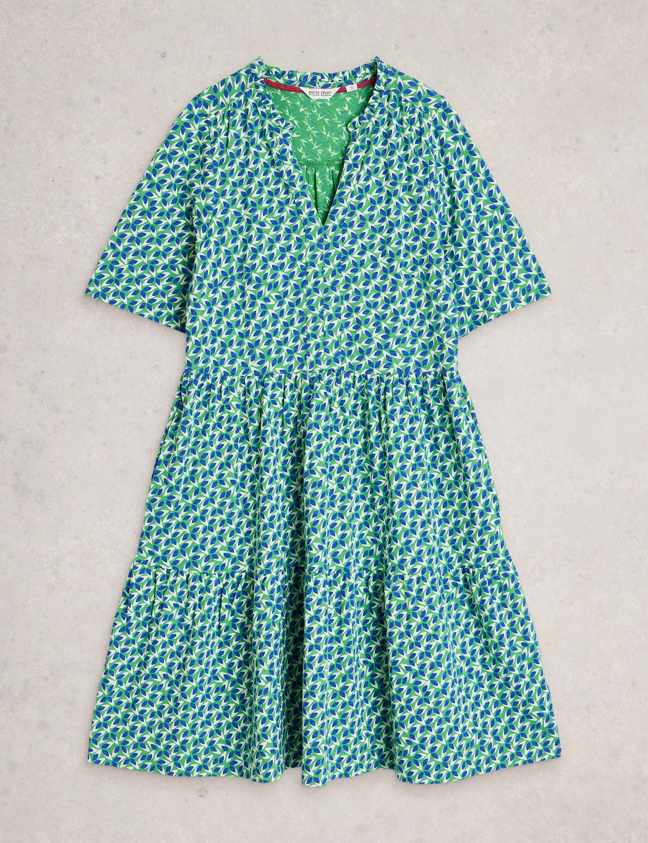 Pure Cotton Printed Notch Neck Tiered Dress 2 of 6