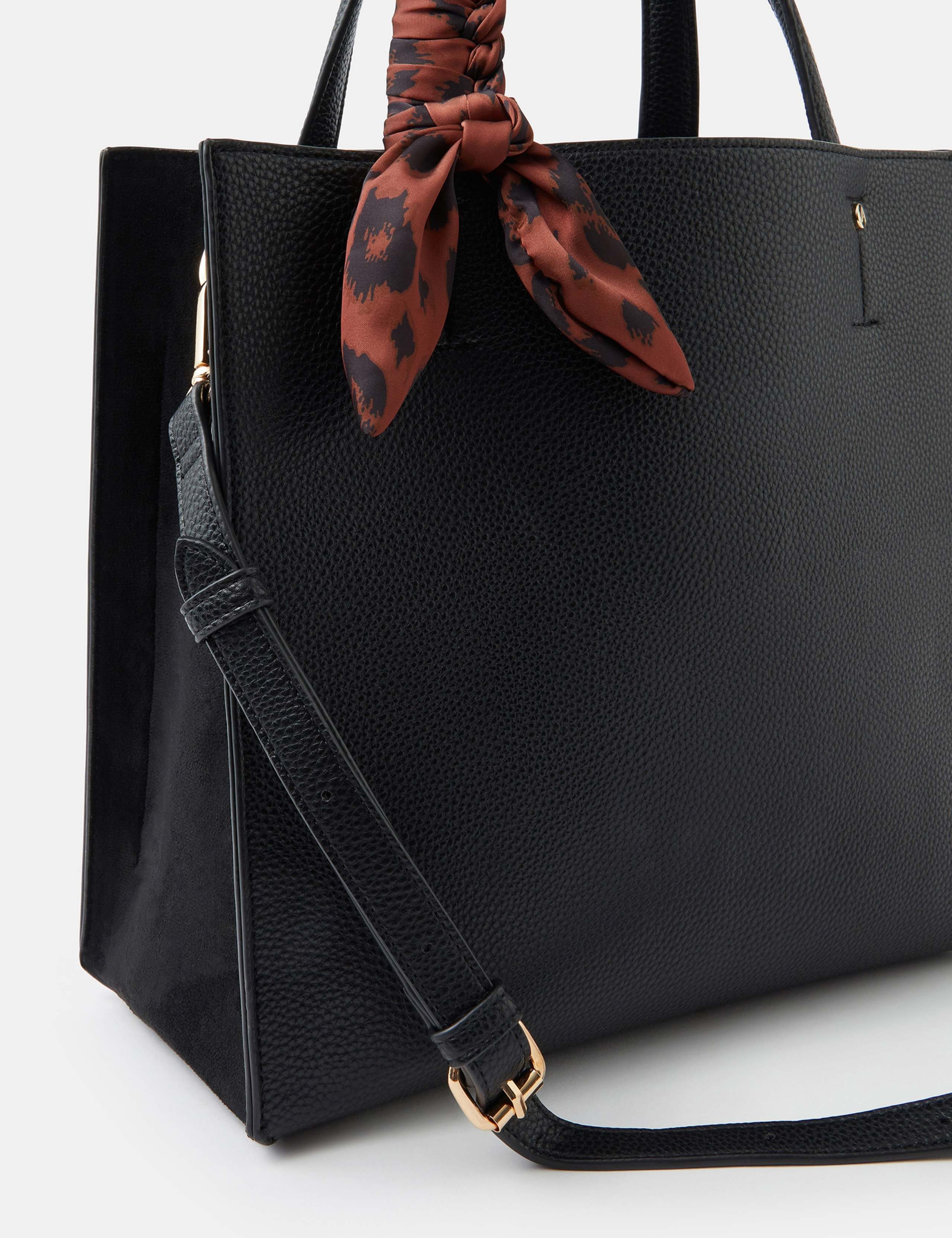 Leopard Print Scarf Handle Handbag 2 of 5