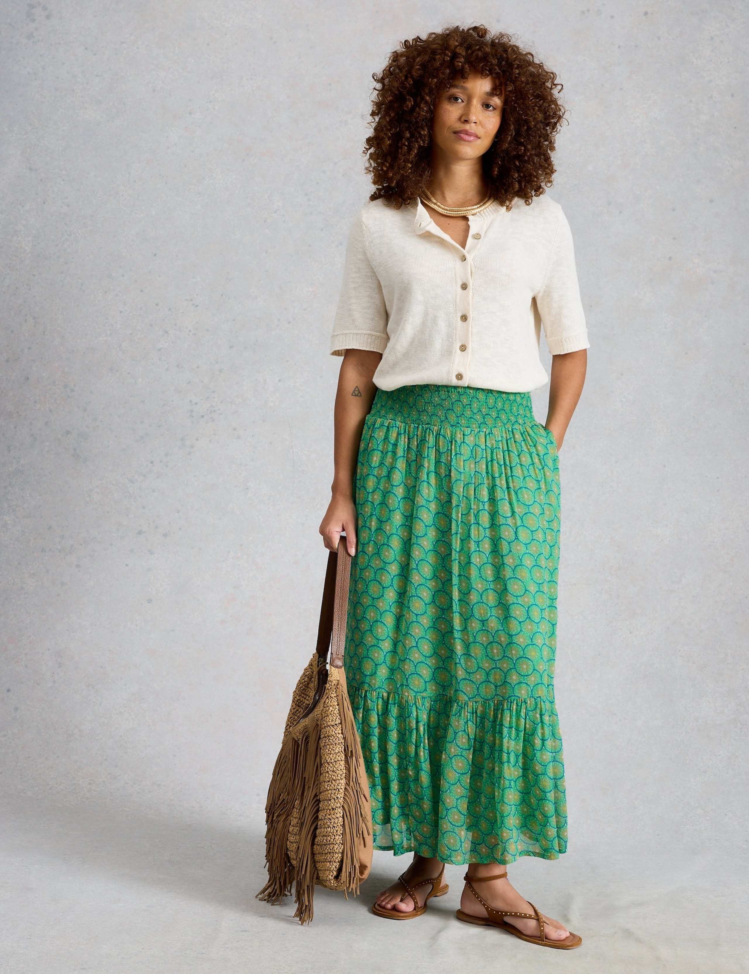 Printed Midaxi Tiered Skirt 3 of 6