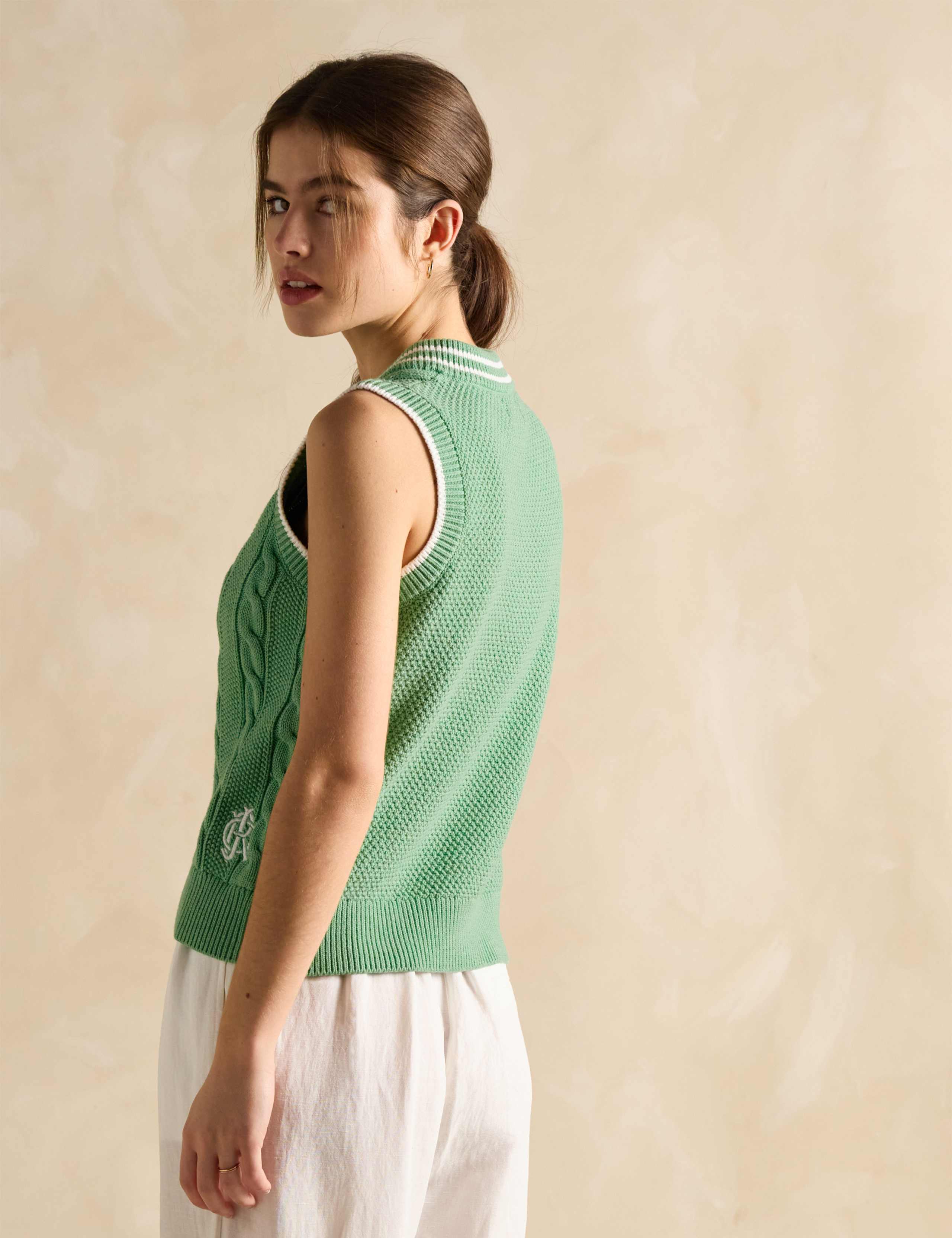 Pure Cotton V-Neck Knitted Vest 2 of 4