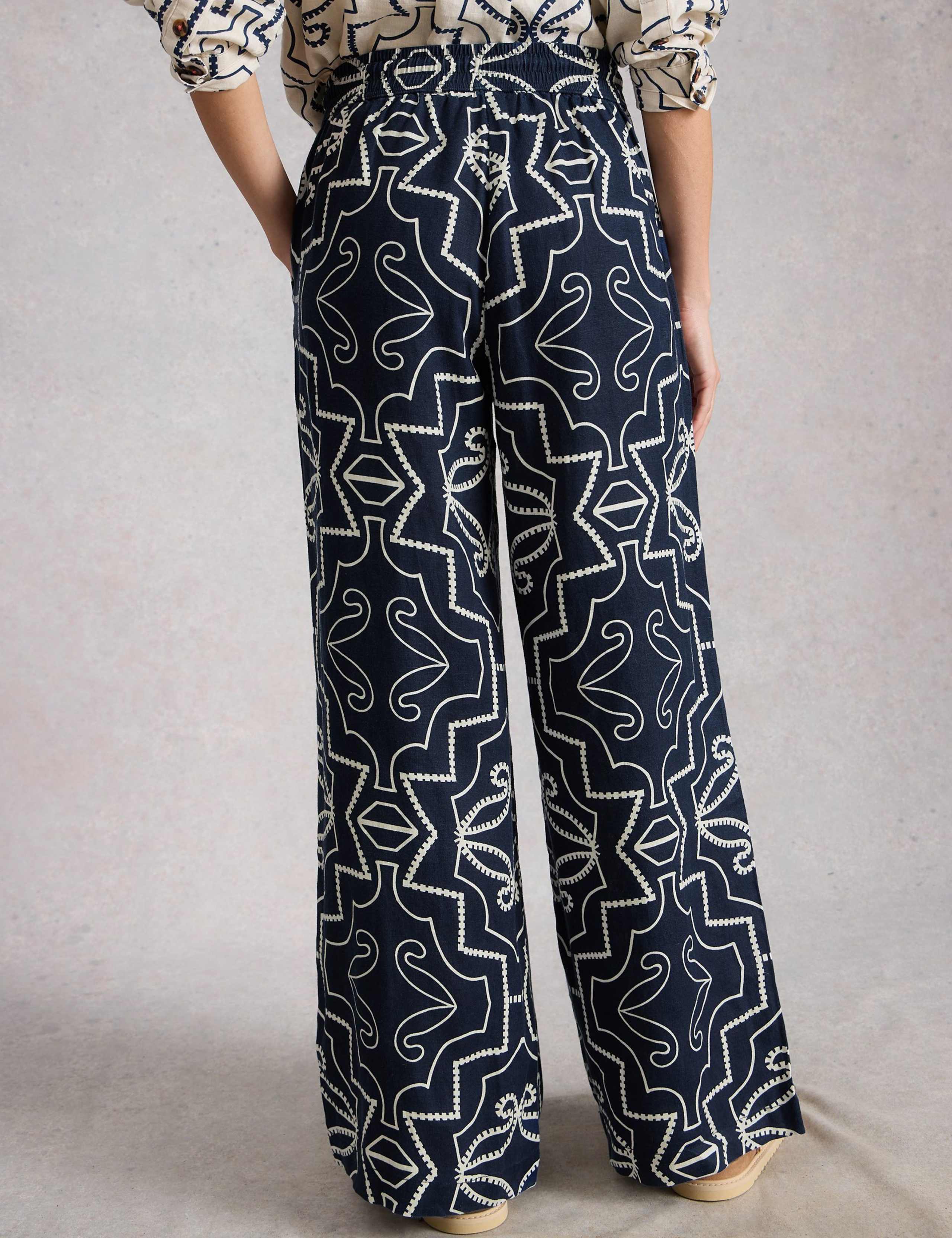 Pure Linen Printed Wide Leg Trousers 3 of 6