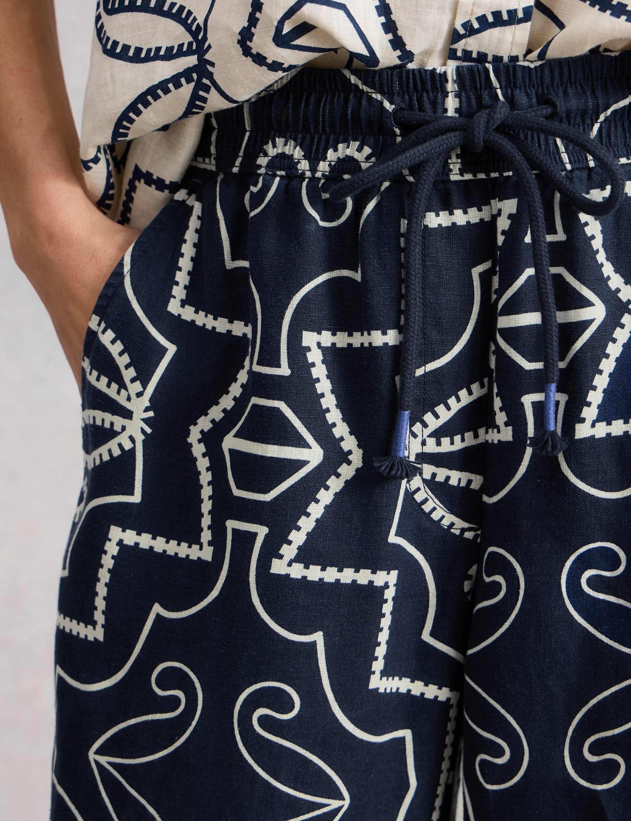 Pure Linen Printed Wide Leg Trousers 4 of 6