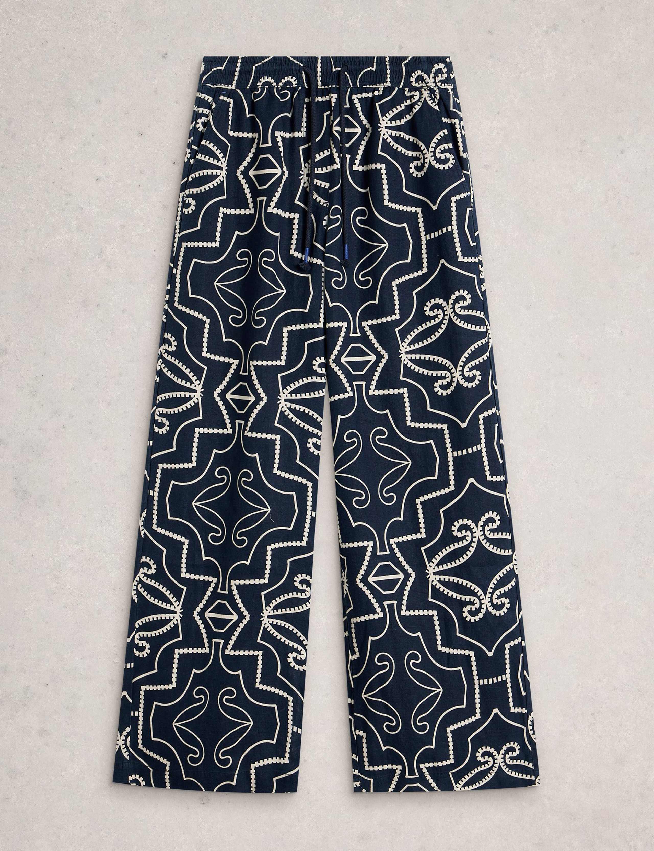 Pure Linen Printed Wide Leg Trousers 2 of 6