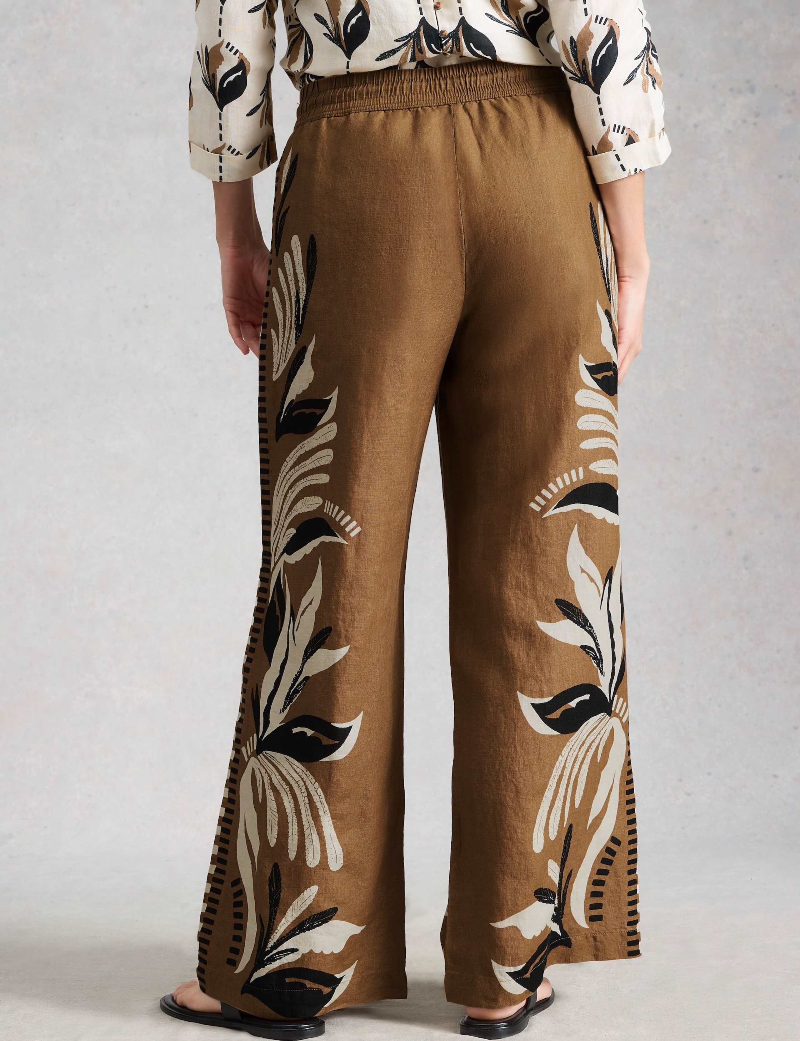 Pure Linen Printed Wide Leg Trousers 3 of 6
