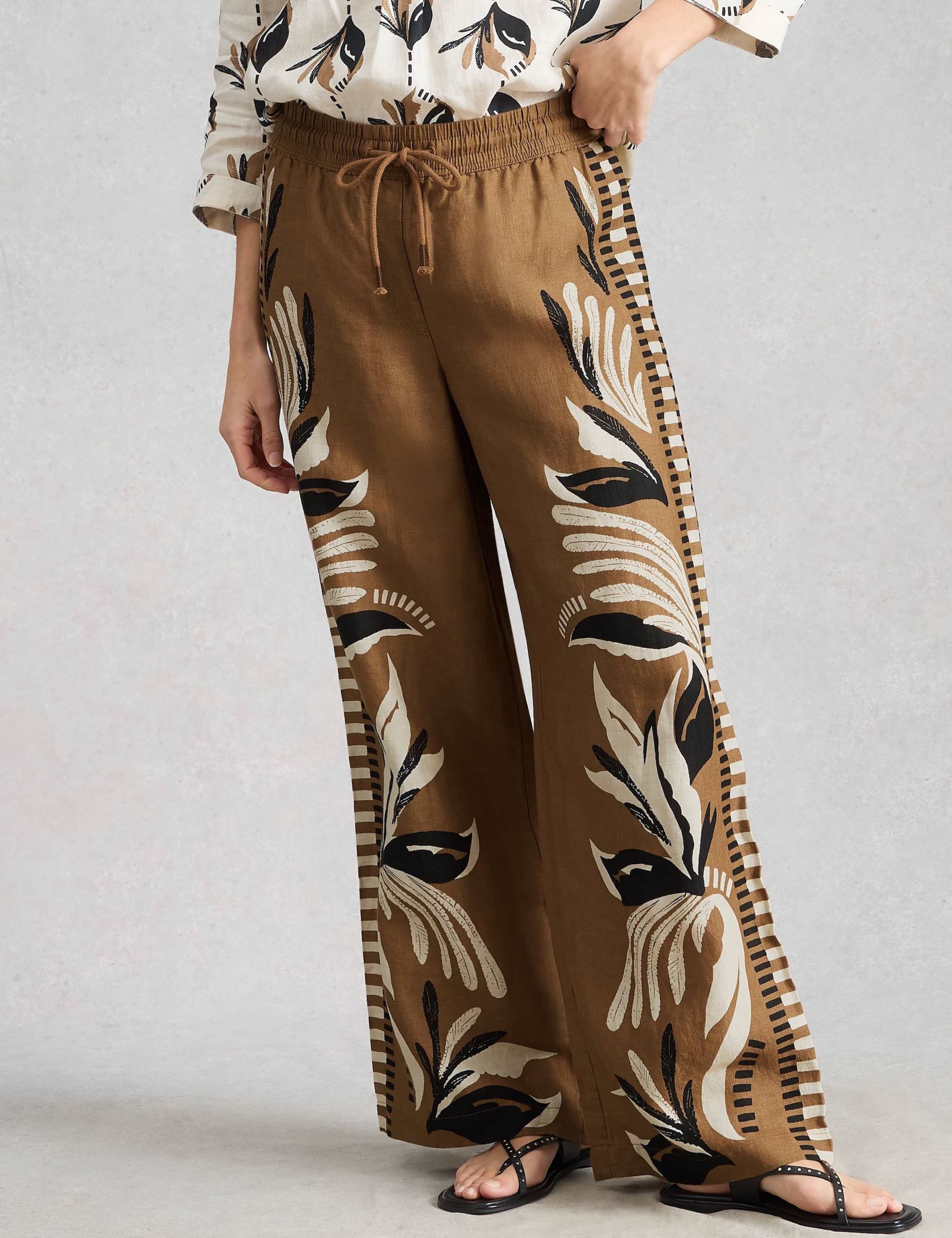 Pure Linen Printed Wide Leg Trousers 6 of 6