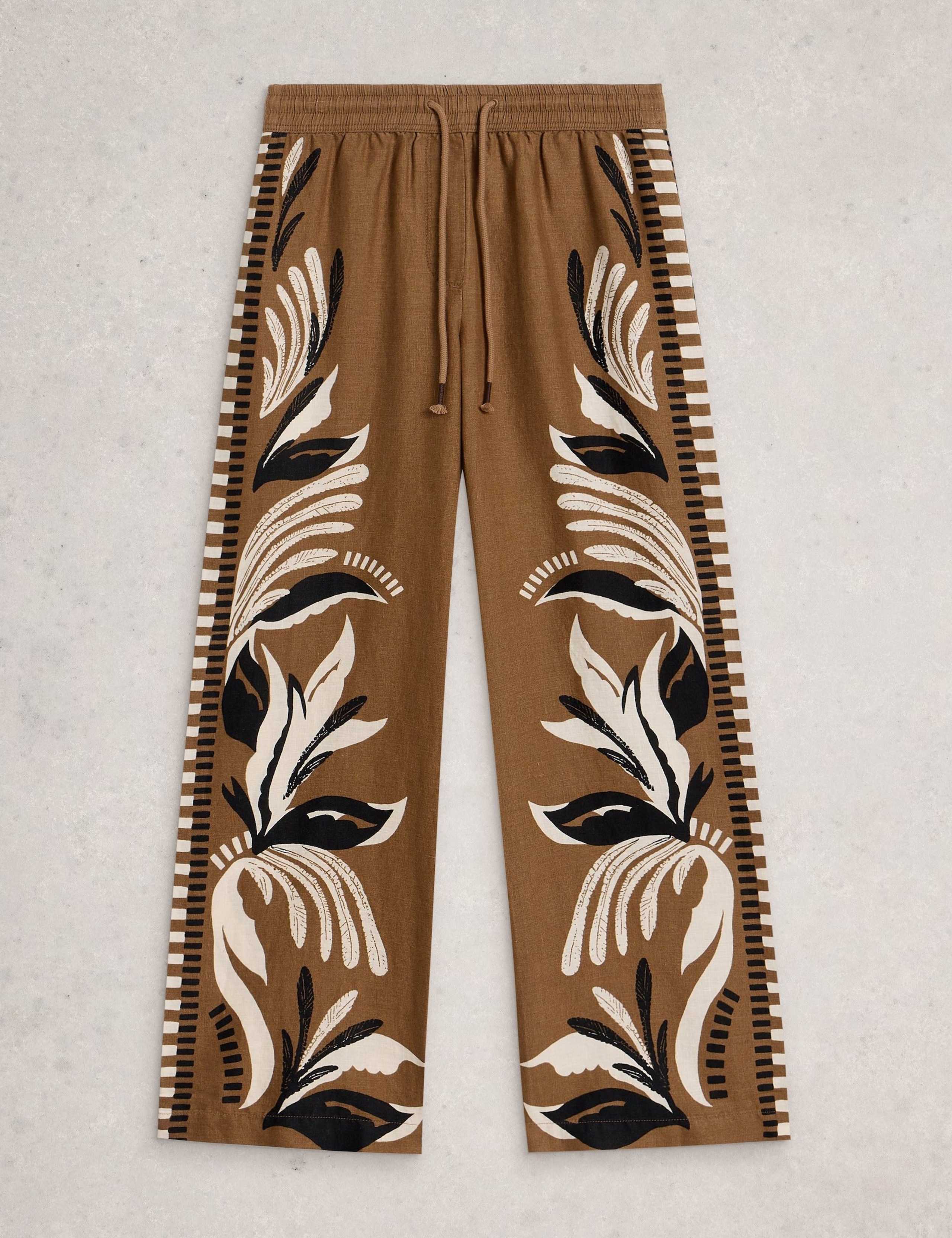 Pure Linen Printed Wide Leg Trousers 2 of 6