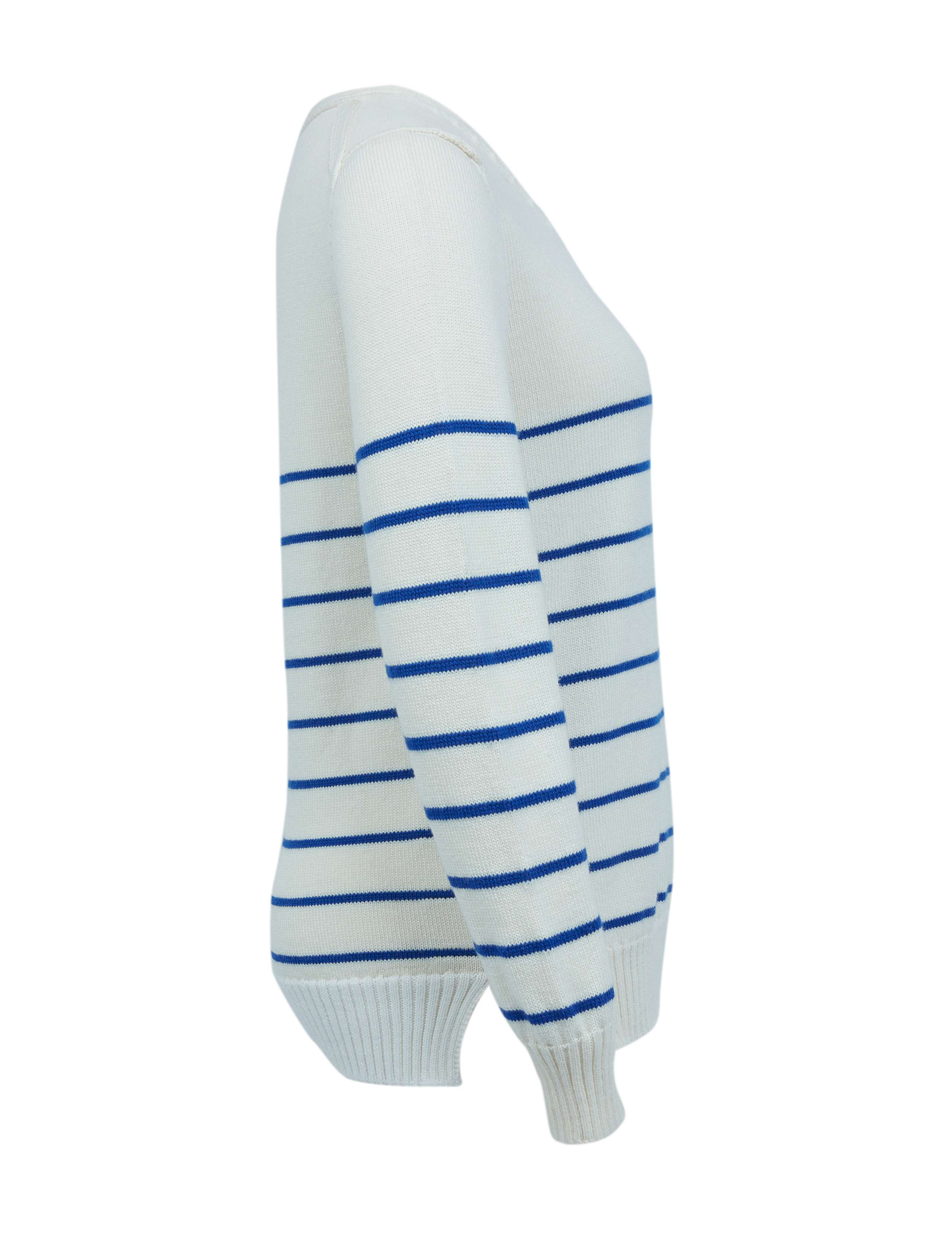 Pure Merino Wool Striped V-Neck Jumper 3 of 6