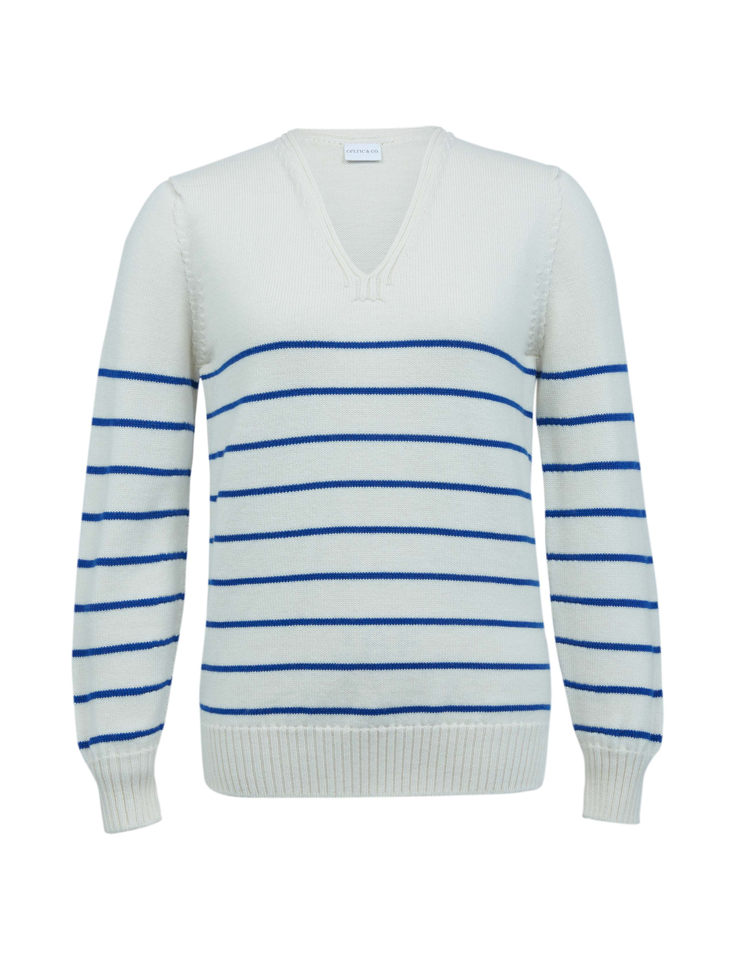 Pure Merino Wool Striped V-Neck Jumper 2 of 6