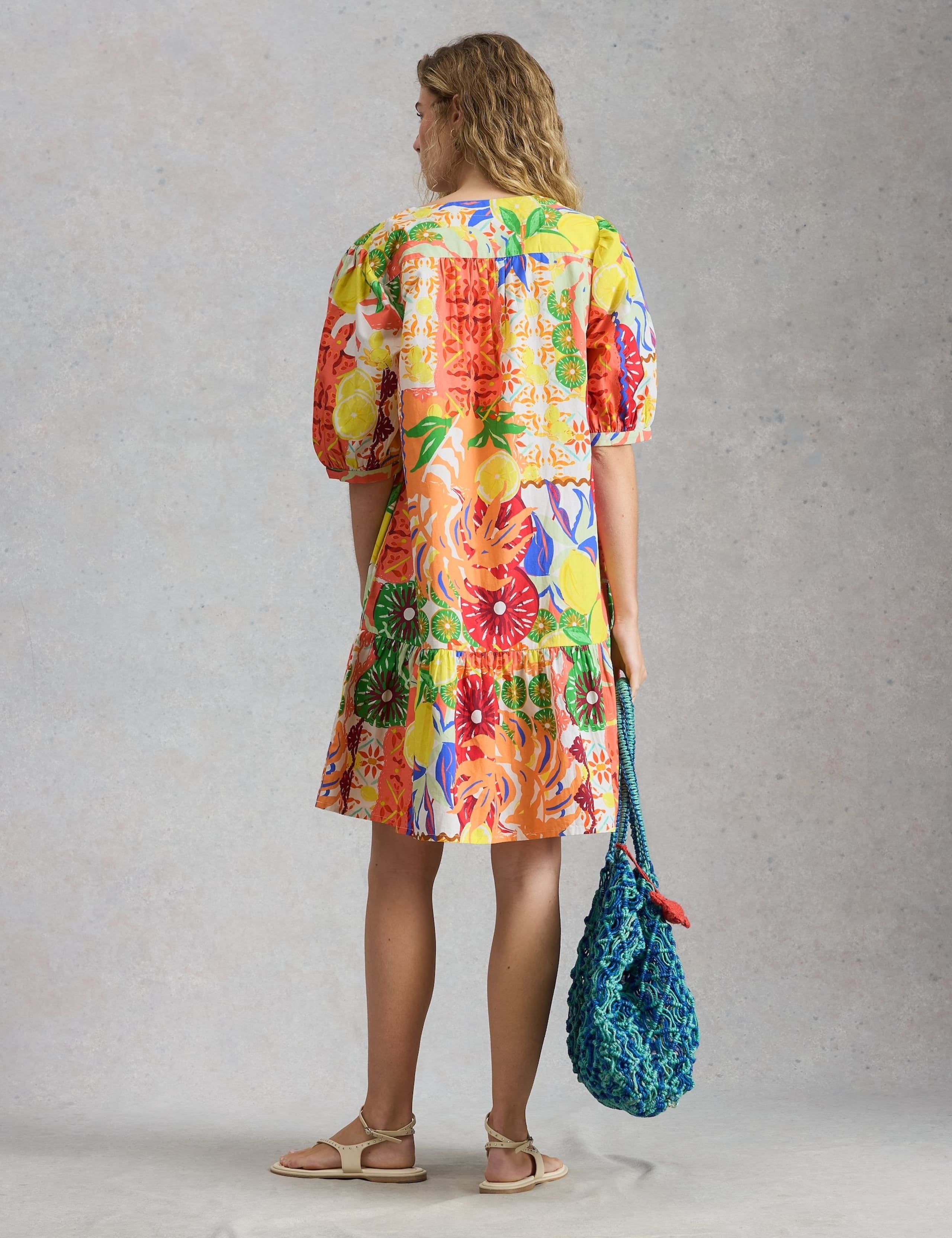 Pure Cotton Printed V-Neck Tiered Dress 4 of 5