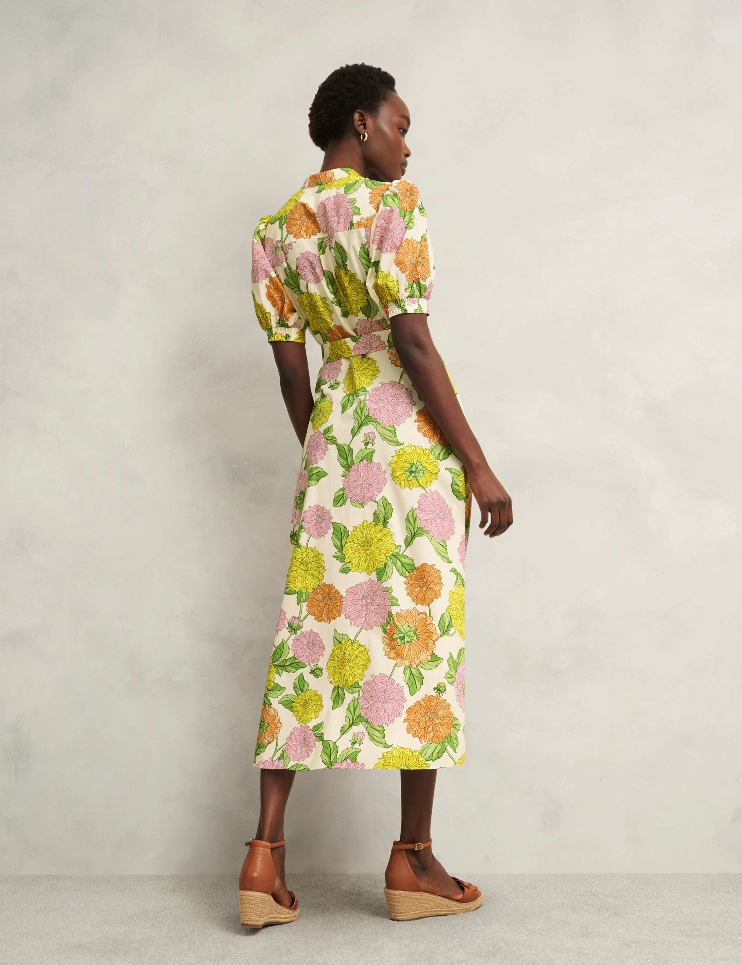 Pure Cotton Floral Notch Neck Skater Dress 3 of 7