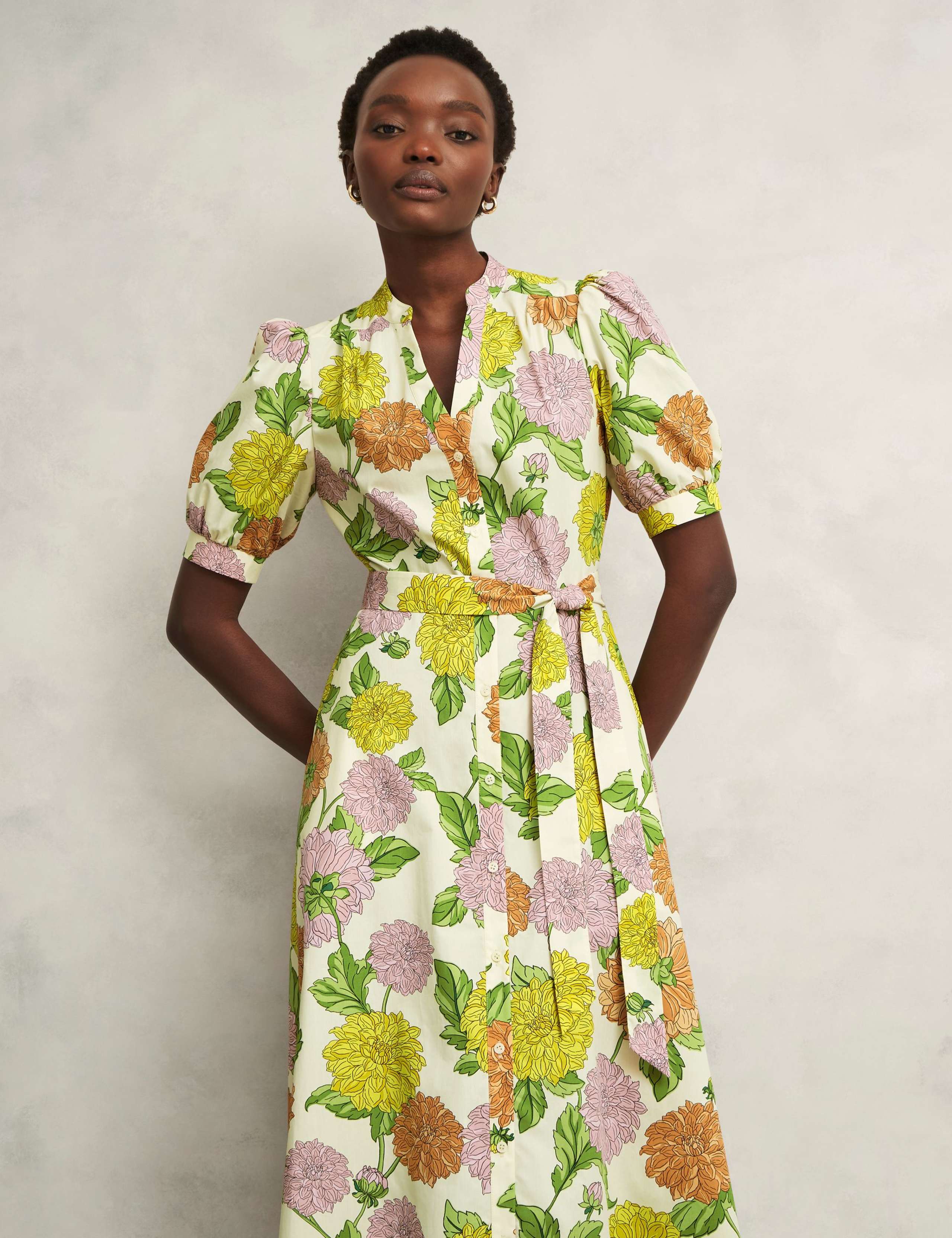 Pure Cotton Floral Notch Neck Skater Dress 4 of 7