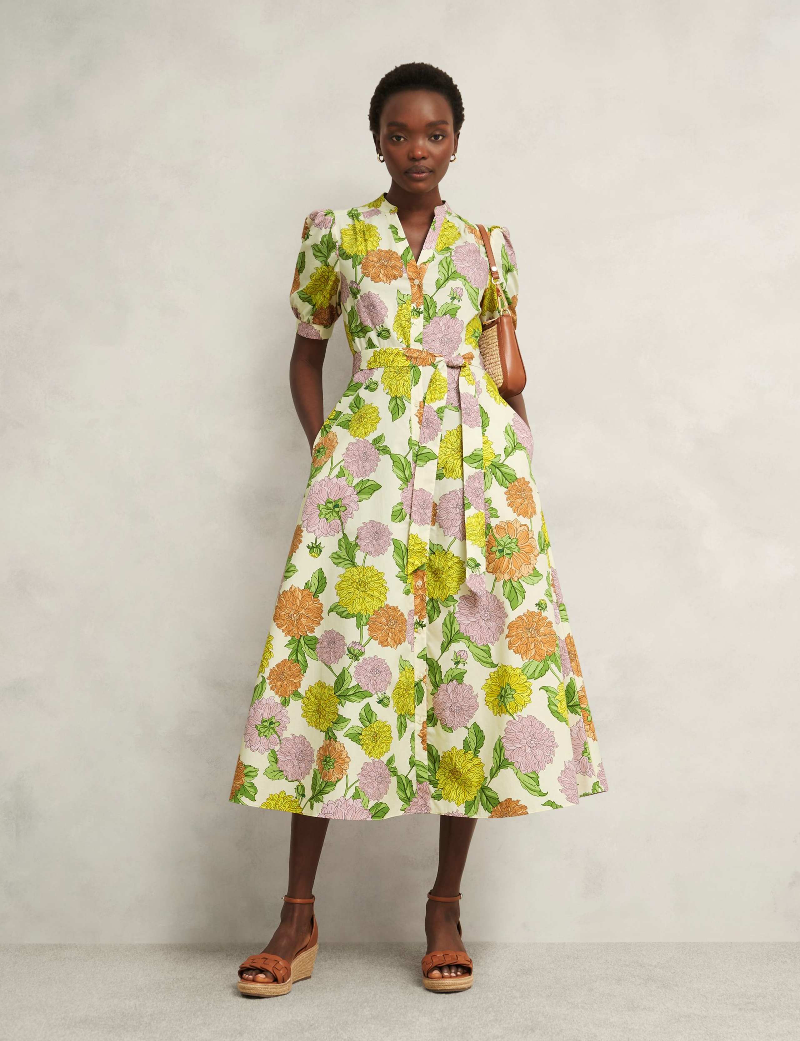 Pure Cotton Floral Notch Neck Skater Dress 5 of 7