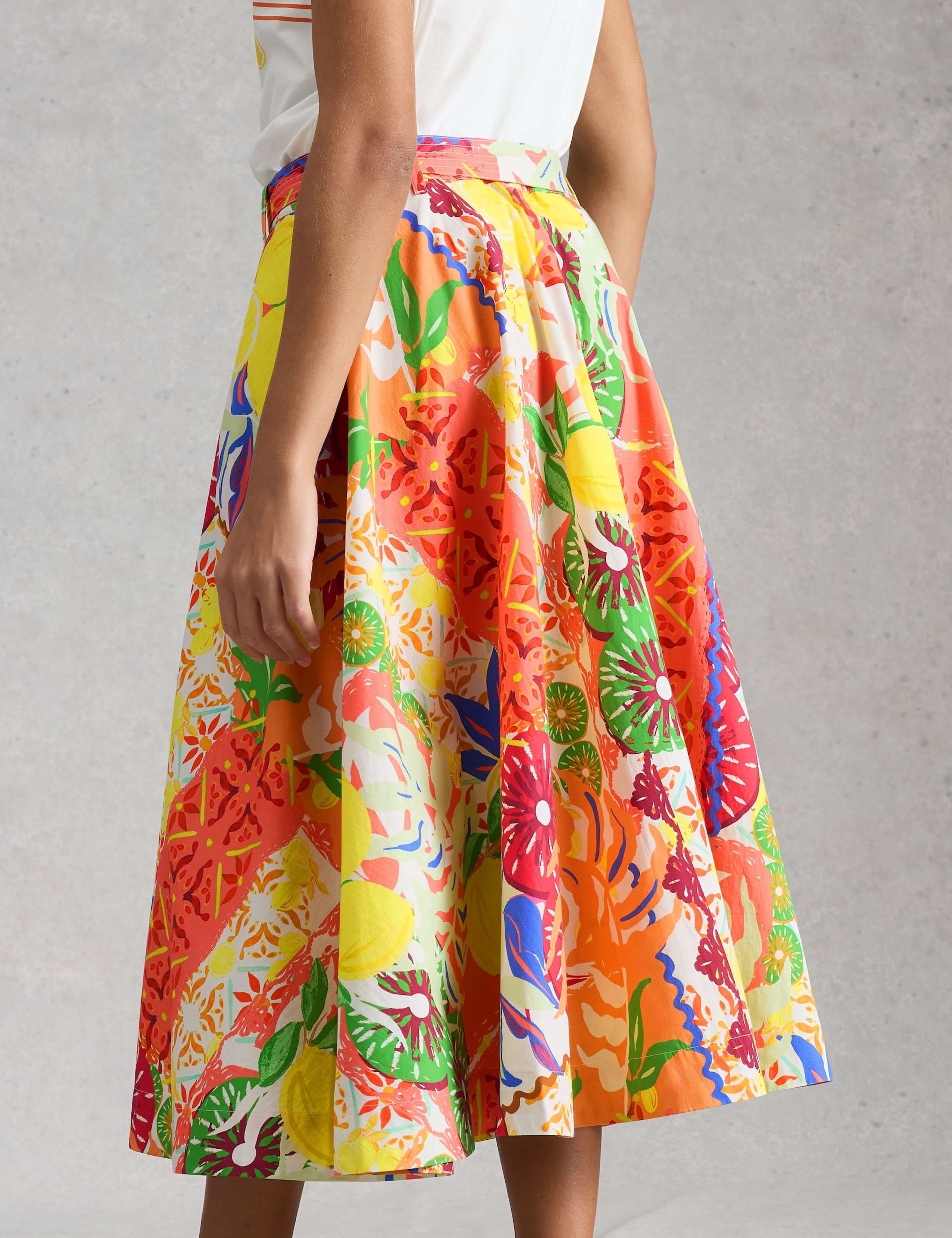 Pure Cotton Printed Midi A-Line Skirt 4 of 6