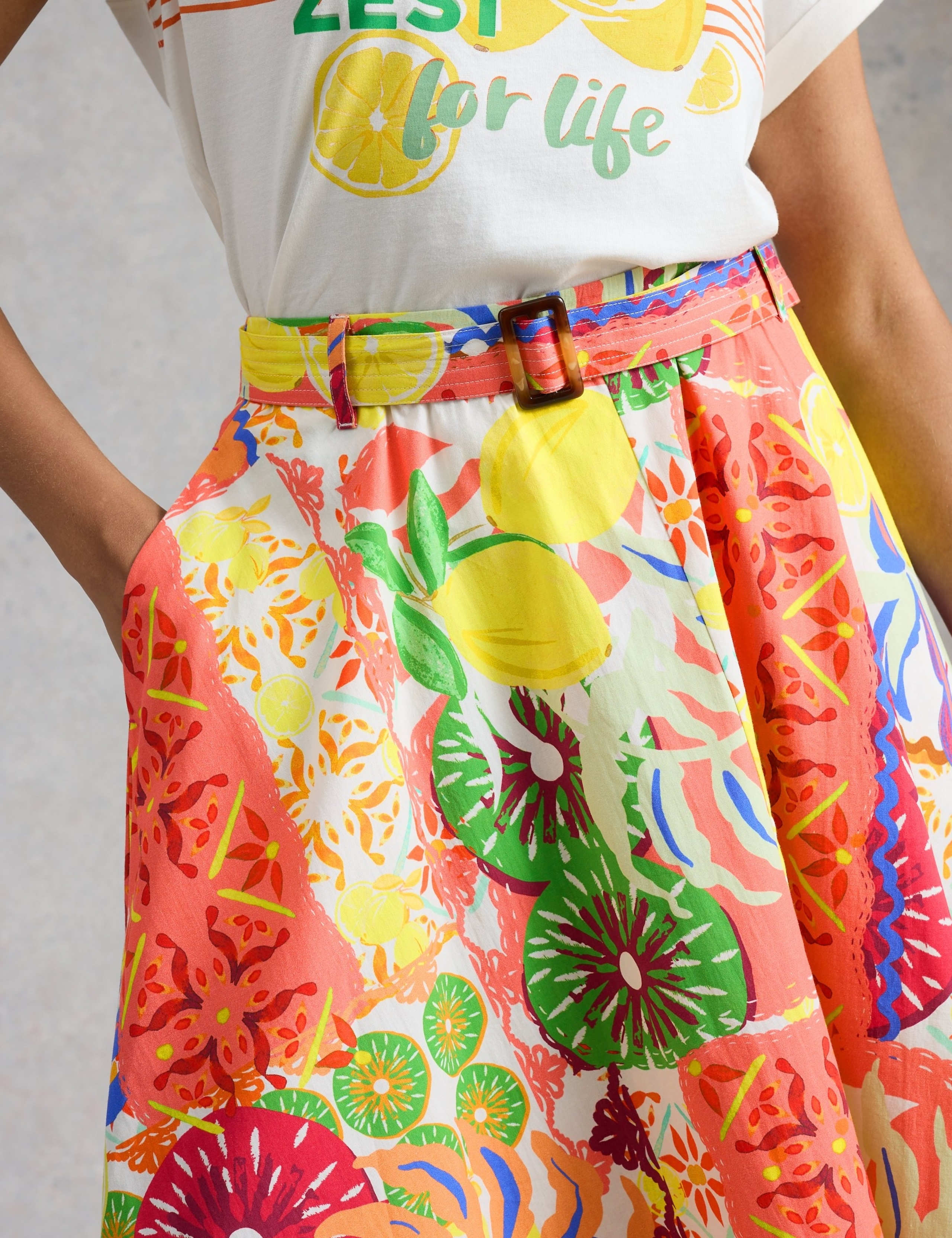 Pure Cotton Printed Midi A-Line Skirt 5 of 6