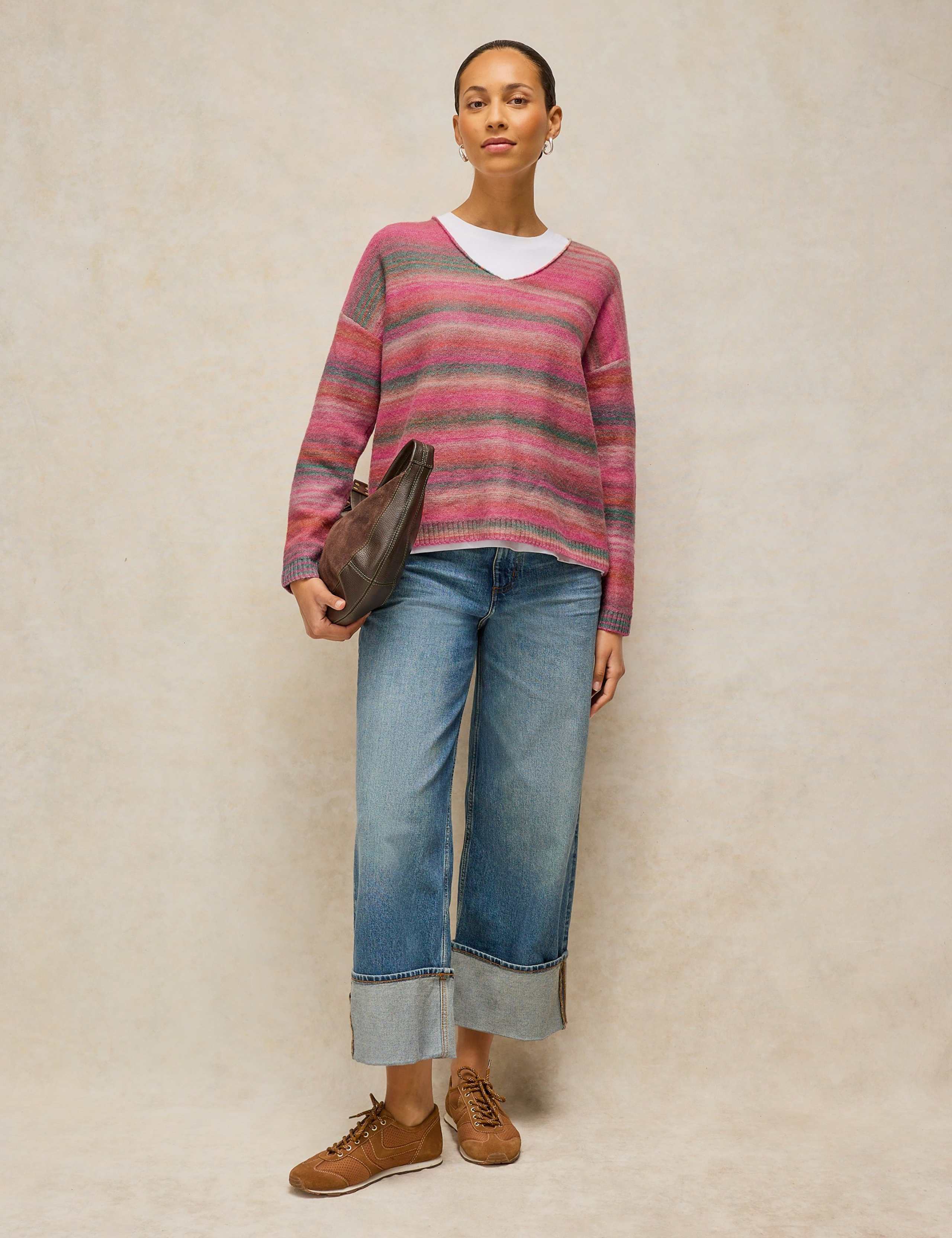 Wool Blend Space Dyed V Neck Jumper 4 of 6