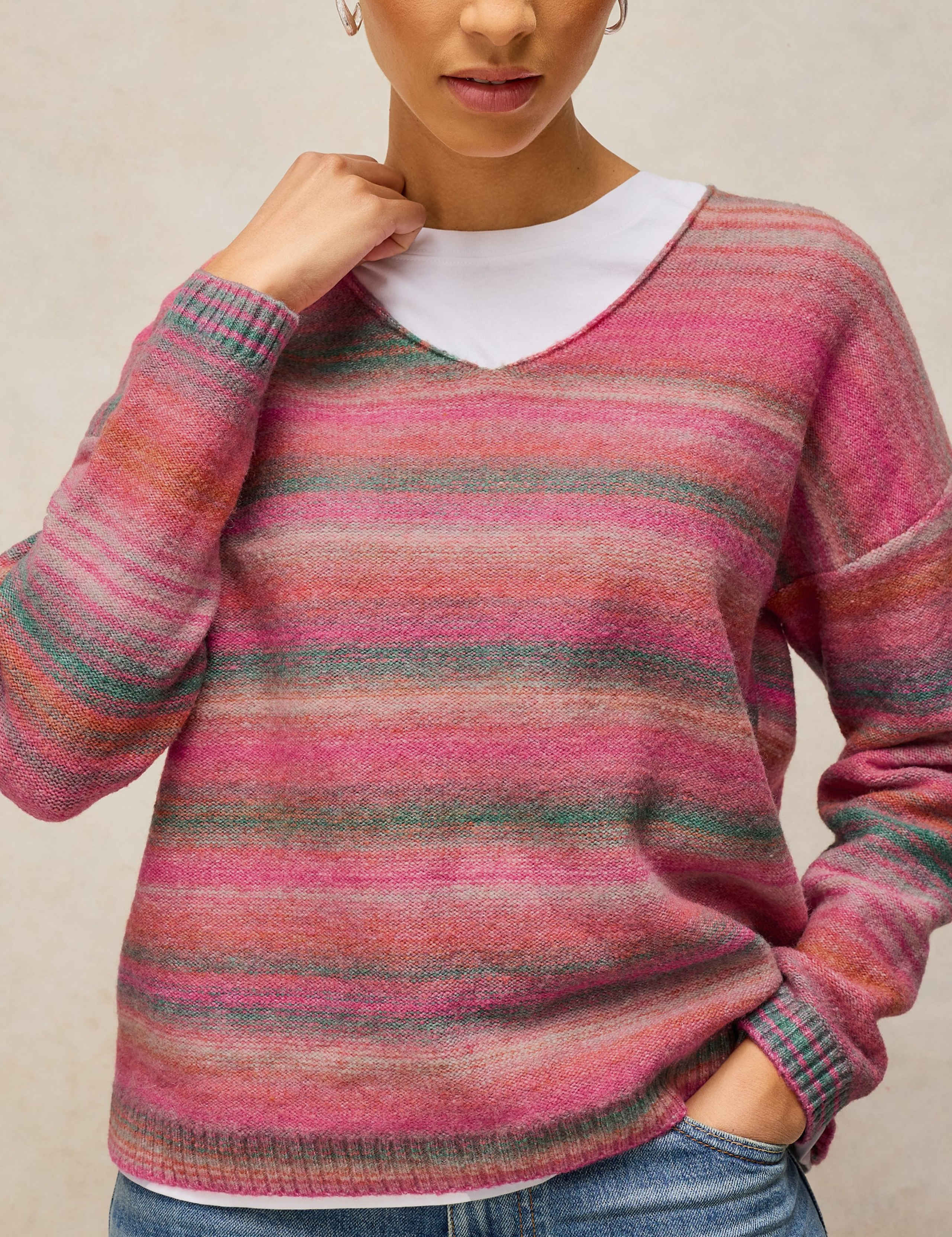 Wool Blend Space Dyed V Neck Jumper 5 of 6