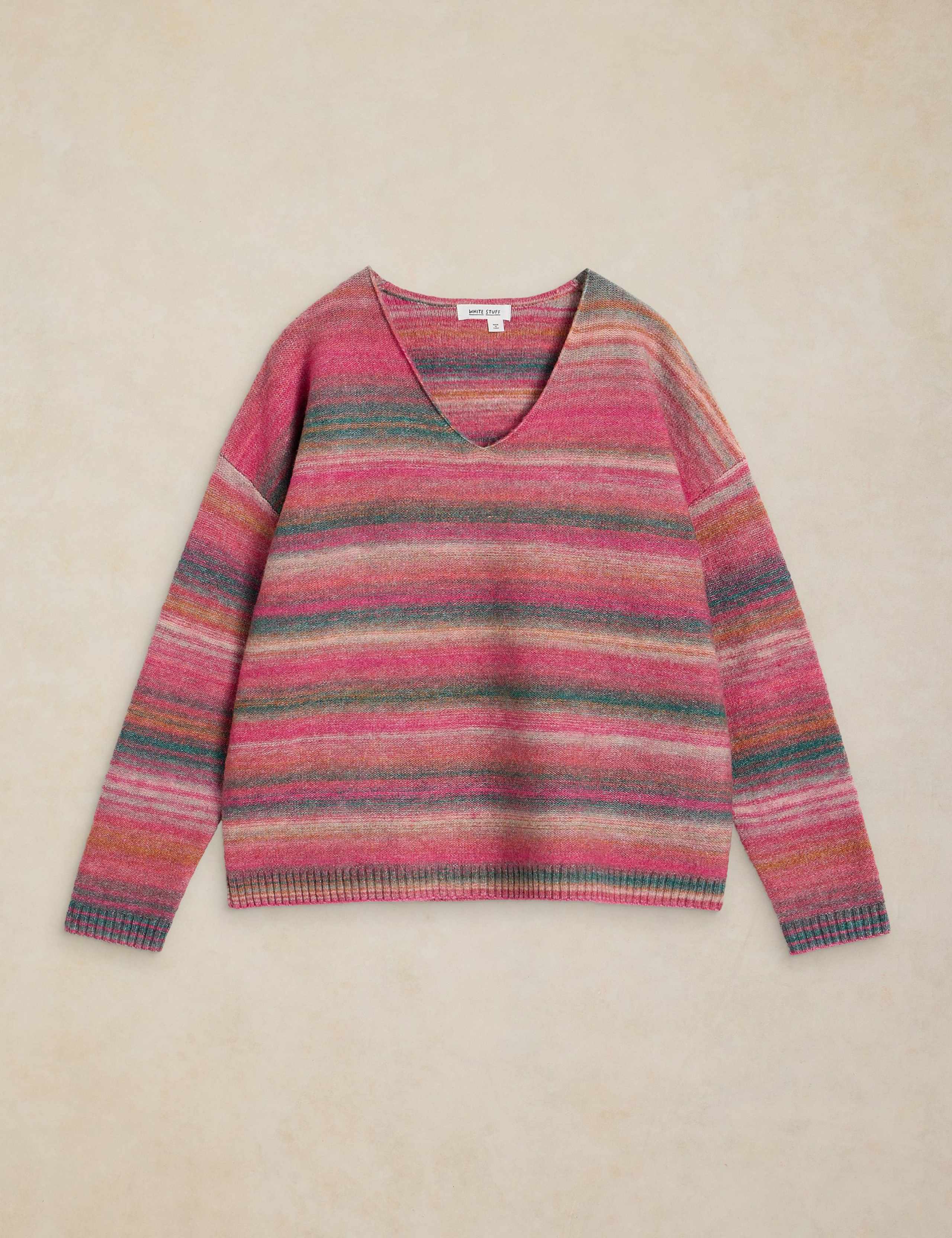 Wool Blend Space Dyed V Neck Jumper 2 of 6