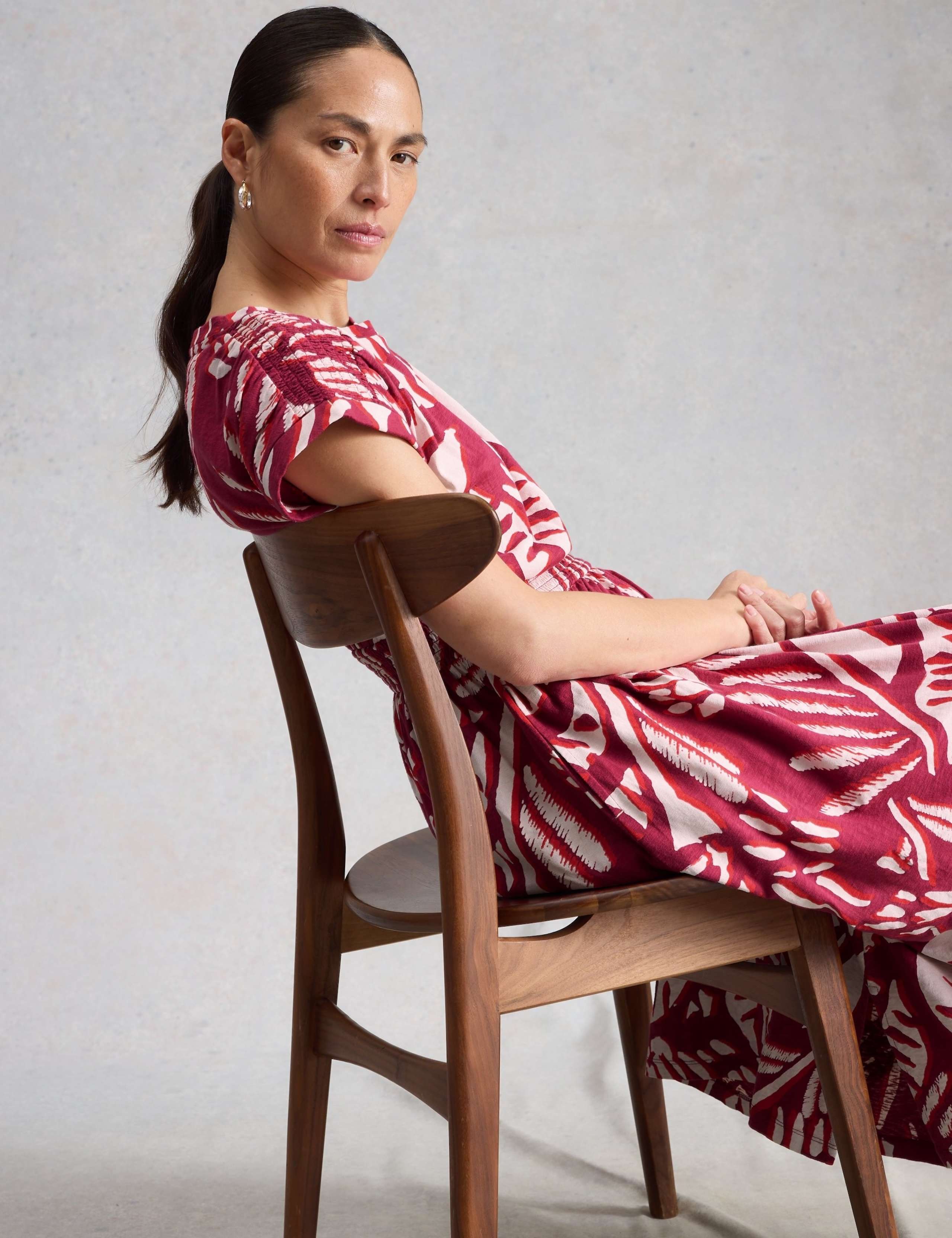 Jersey Printed Midi Waisted Dress 3 of 6