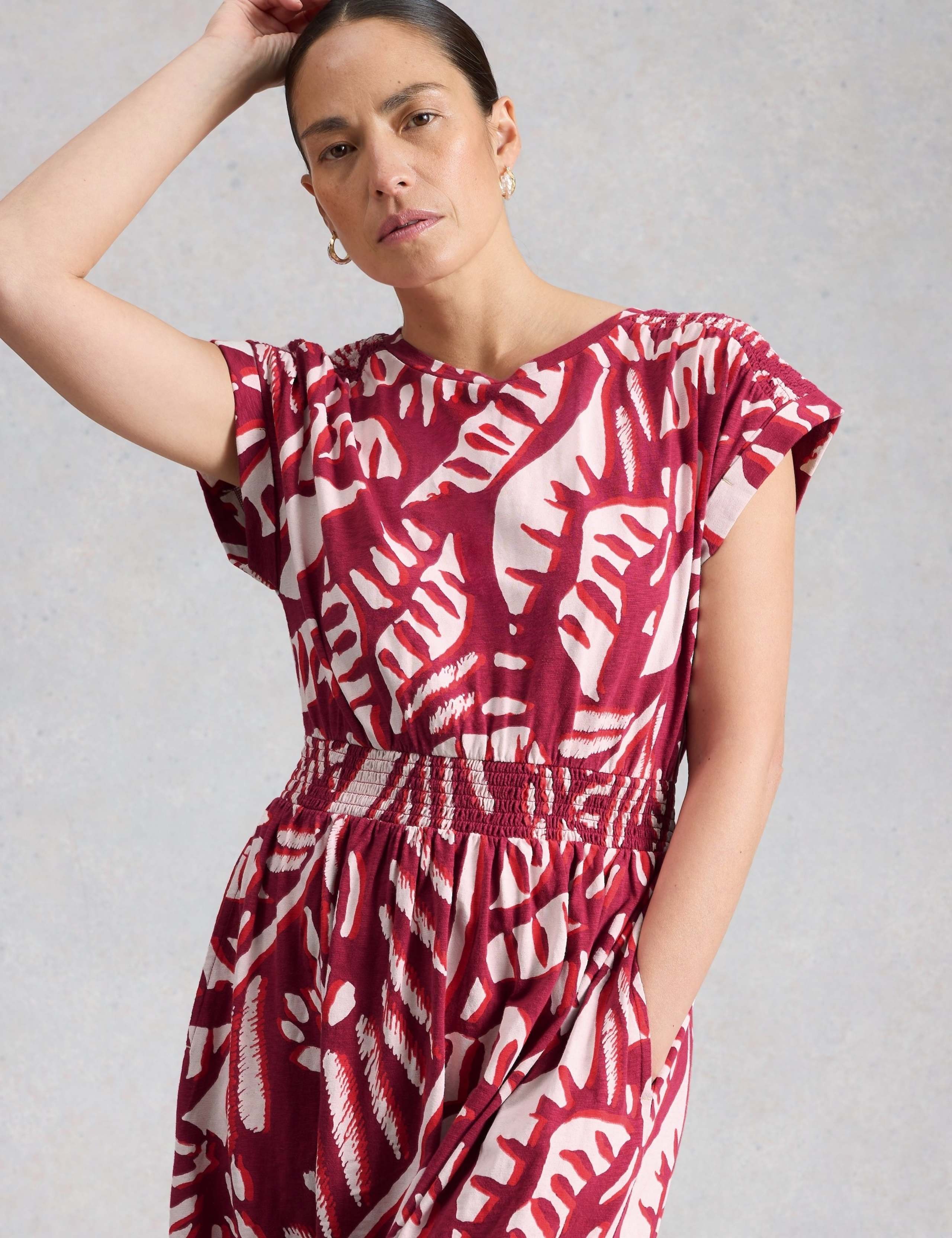 Jersey Printed Midi Waisted Dress 4 of 6