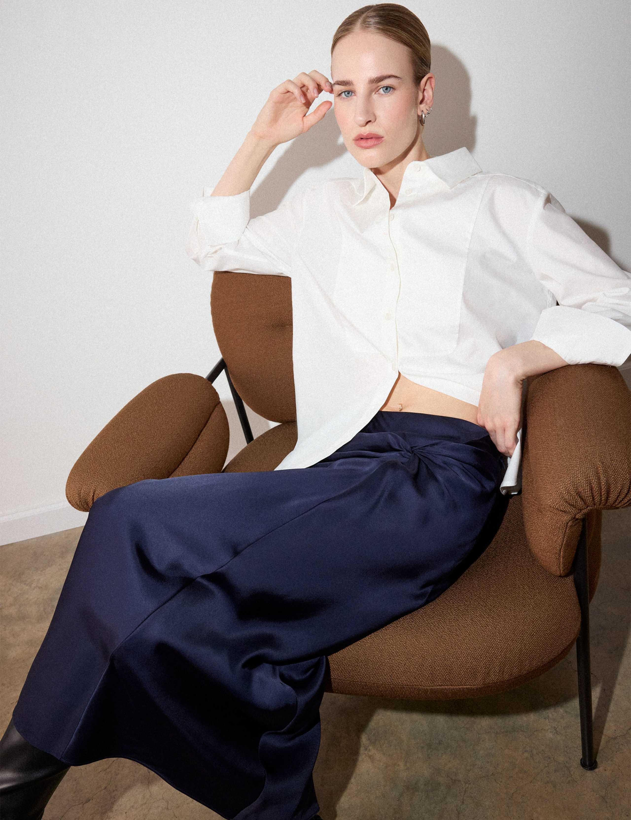 Satin Midi A-Line Skirt 1 of 6