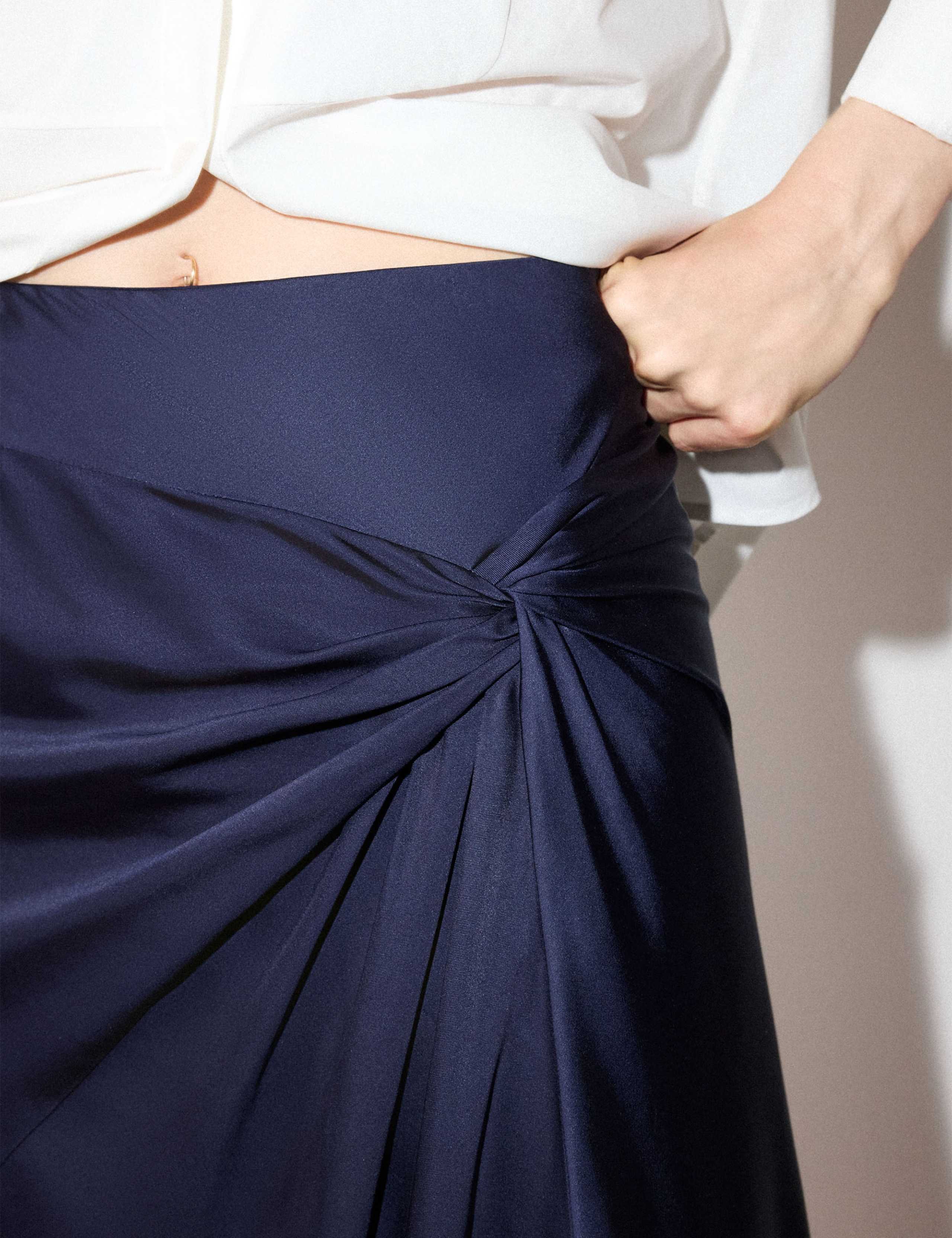 Satin Midi A-Line Skirt 3 of 6