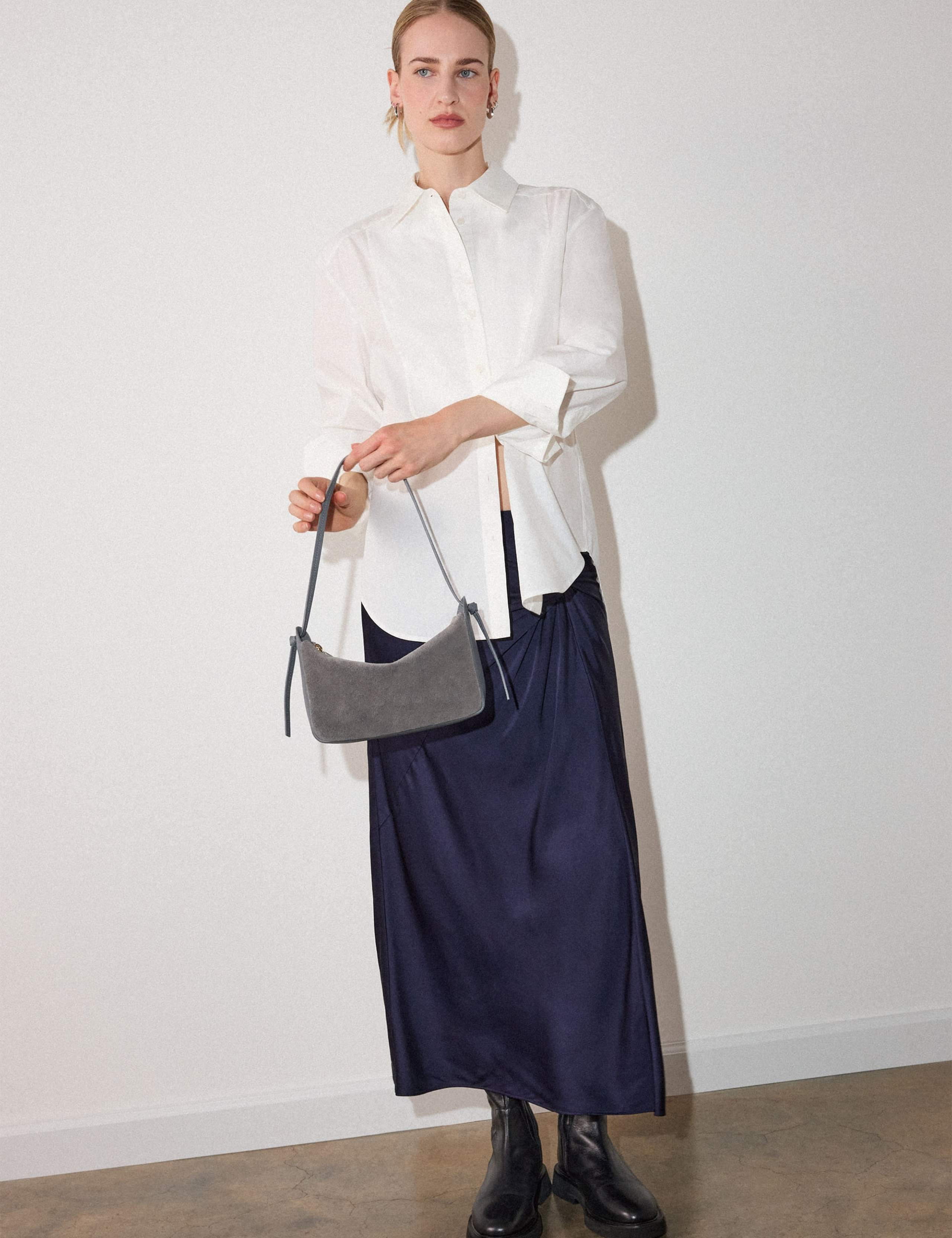 Satin Midi A-Line Skirt 4 of 6