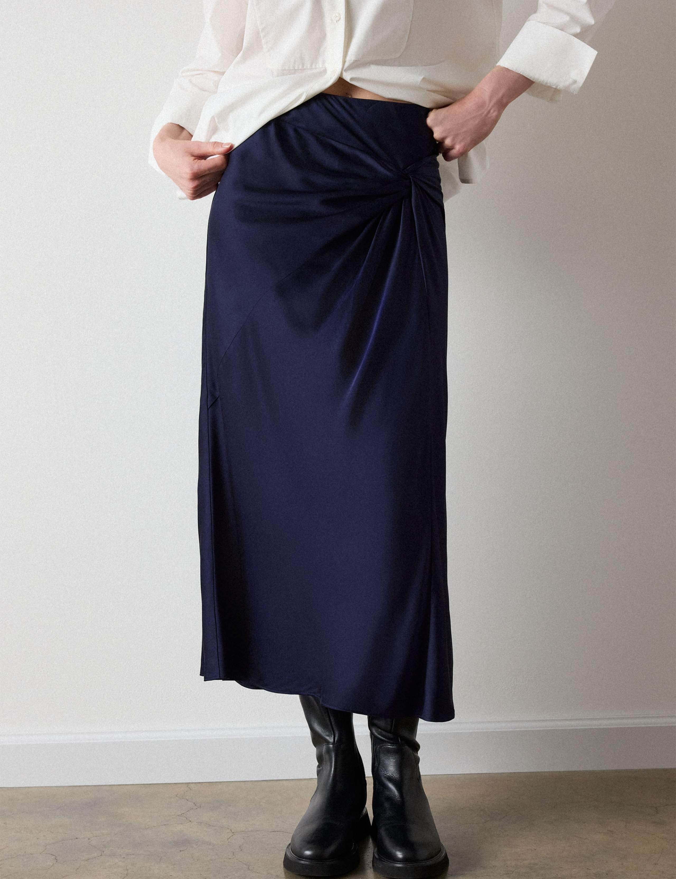 Satin Midi A-Line Skirt 5 of 6