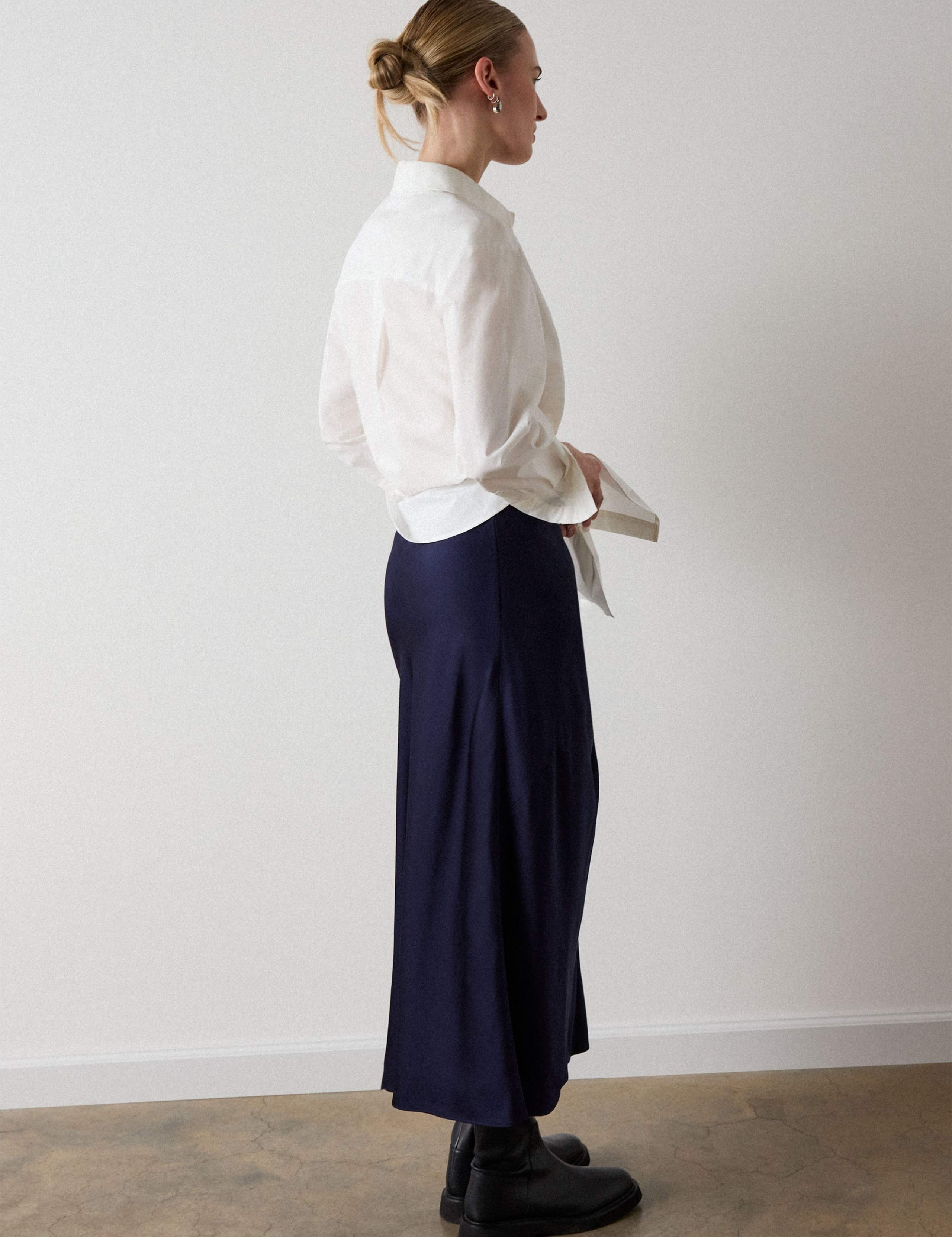 Satin Midi A-Line Skirt 6 of 6