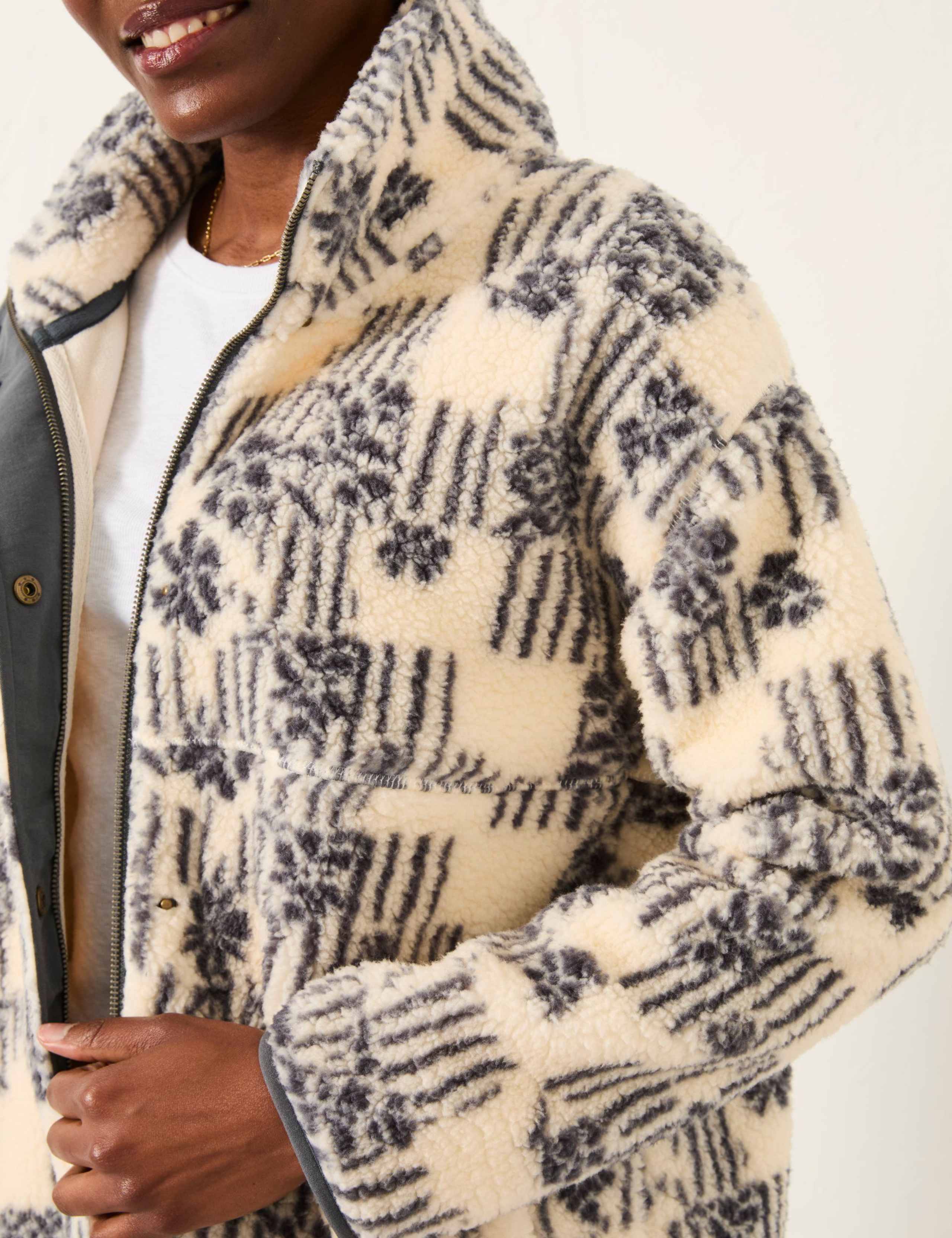 Zip Up Printed Funnel Neck Fleece 4 of 5