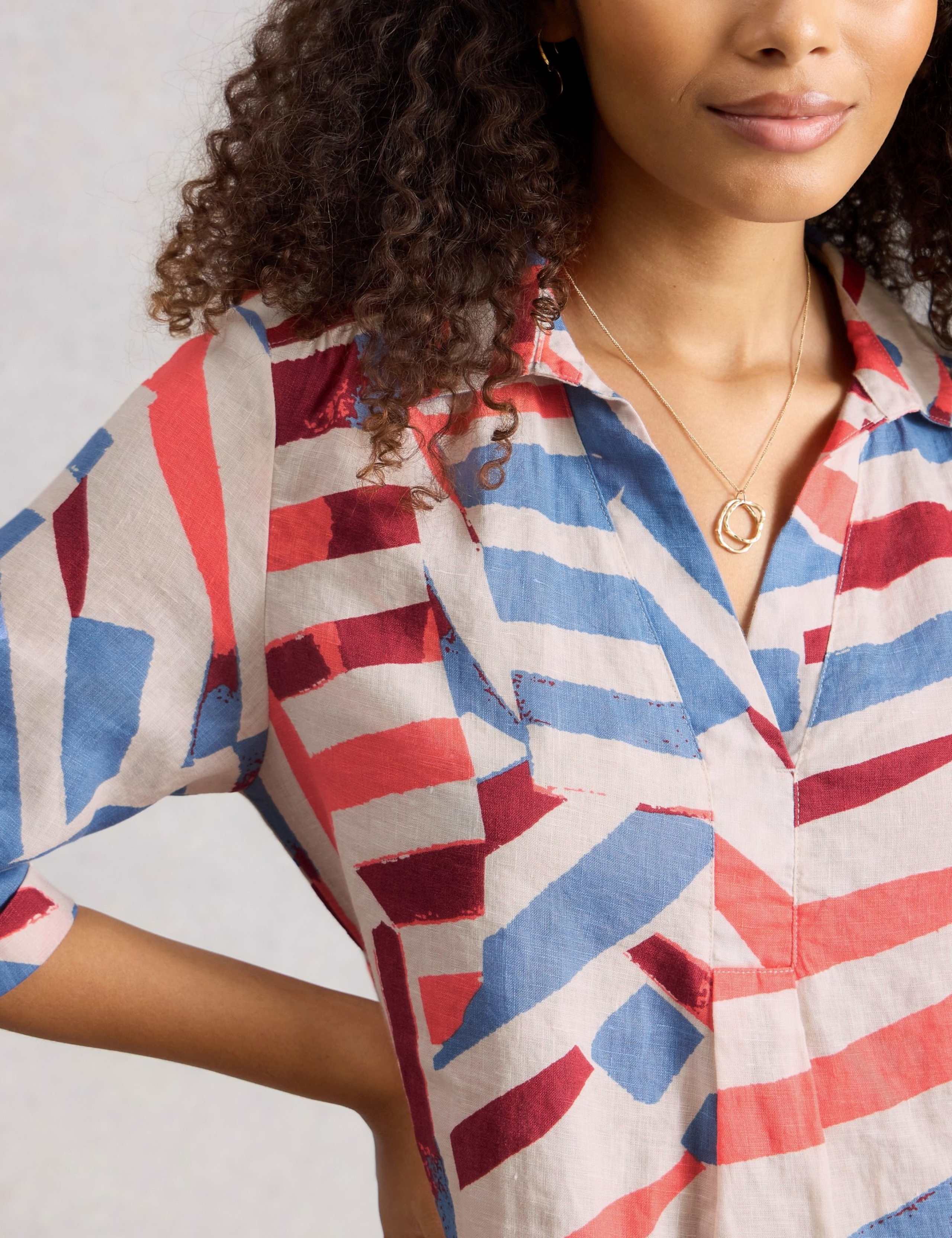 Pure Linen Printed Button Detail Tunic 4 of 6